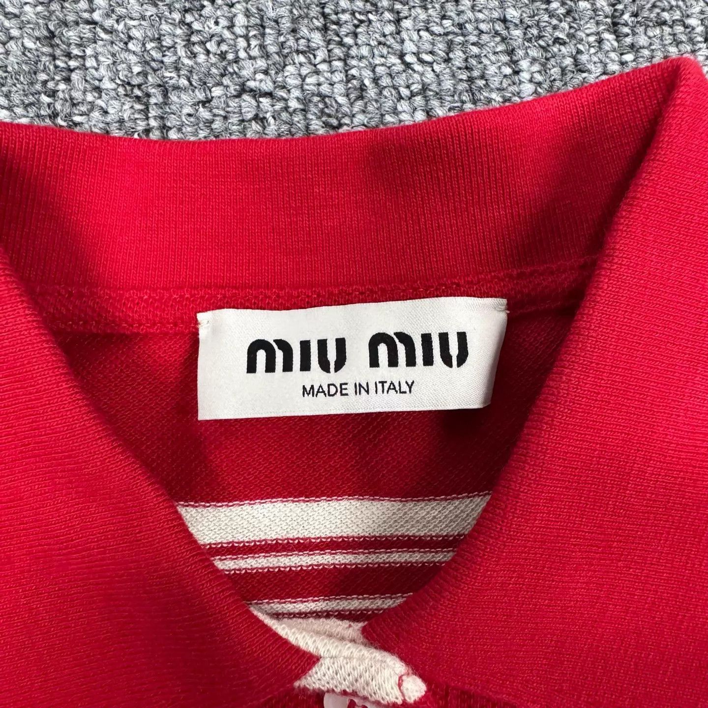 Miu Miu MIU MIU Embroidered Logo Red & White Striped Polo XS 99 New Size XS / US 0-2 / IT 36-38 - 5 Thumbnail
