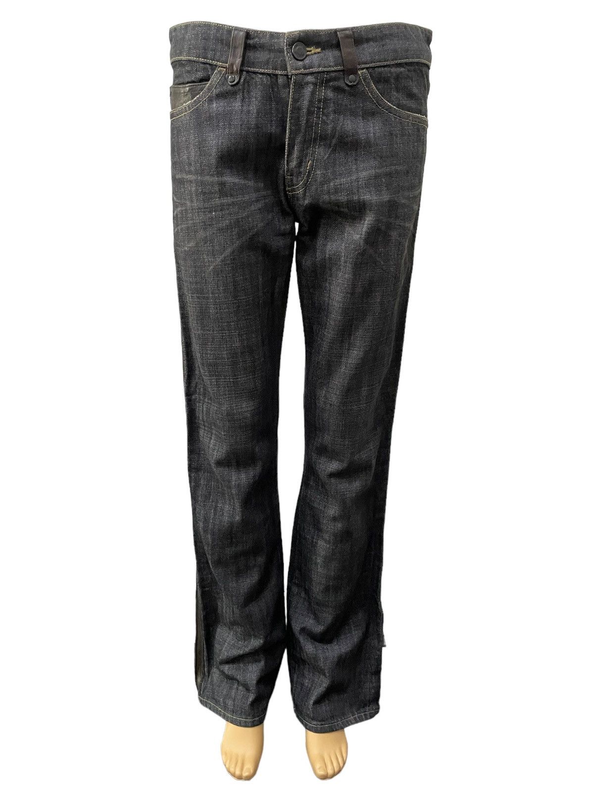 5351 POUR LES HOMMES × Comme Ca Ism × Japanese Brand Comme Ca Du Mode Leather Side Trimmed Flared Jeans Size US 30 / EU 46 - 3 Thumbnail