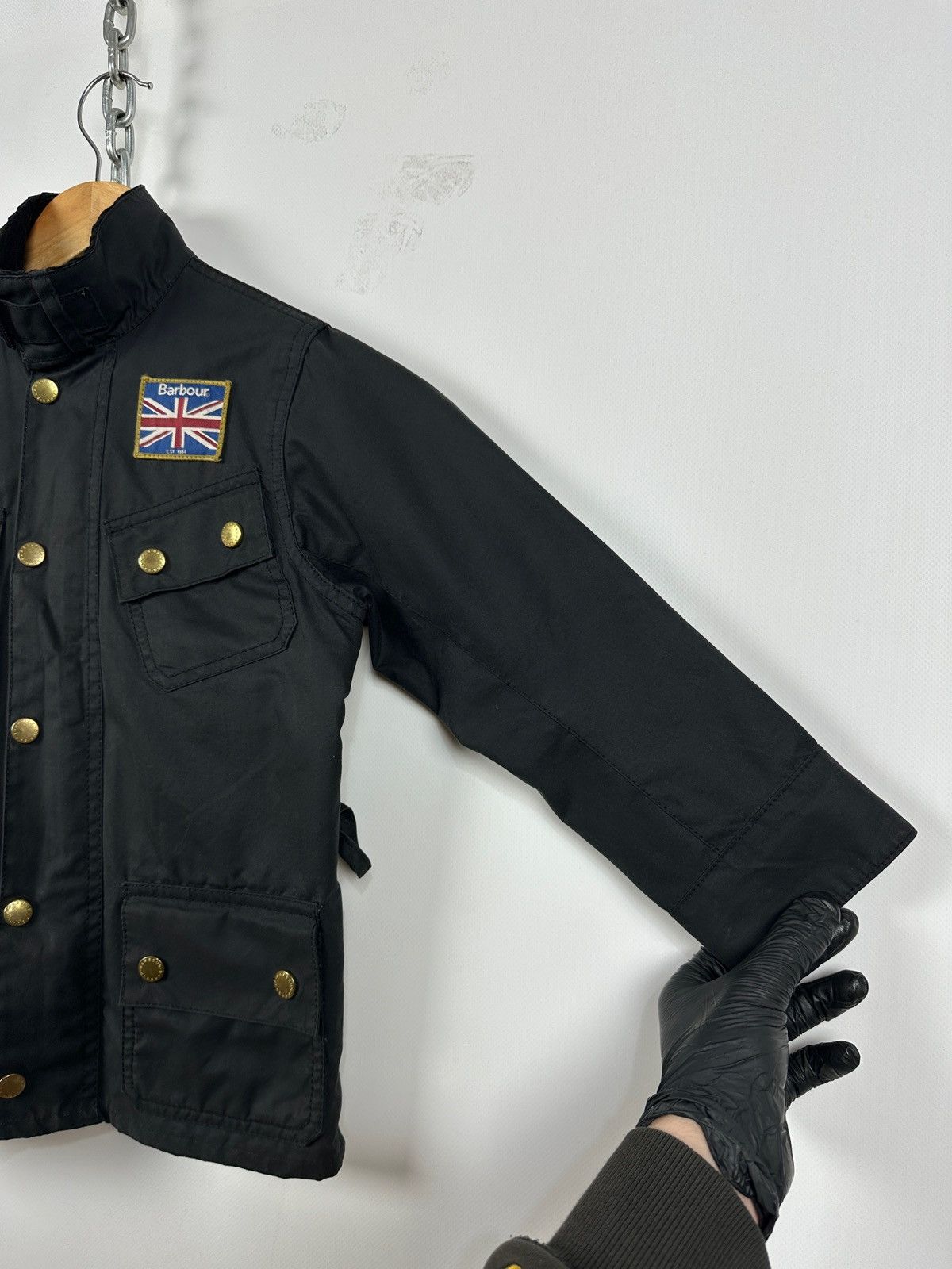 Barbour Kids Barbour Union Jack International Black Waxed Jacket Size US XXS / EU 40 - 11 Thumbnail