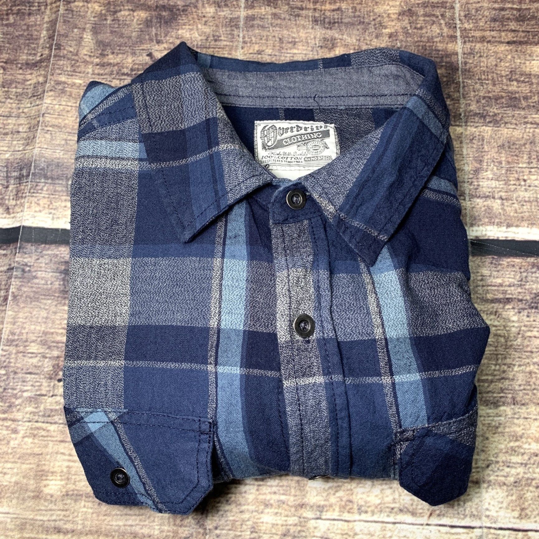 Vintage Overdrive Men's Flannel Shirt Blue Gray Plaid Size Medium Size US M / EU 48-50 / 2 - 8 Thumbnail