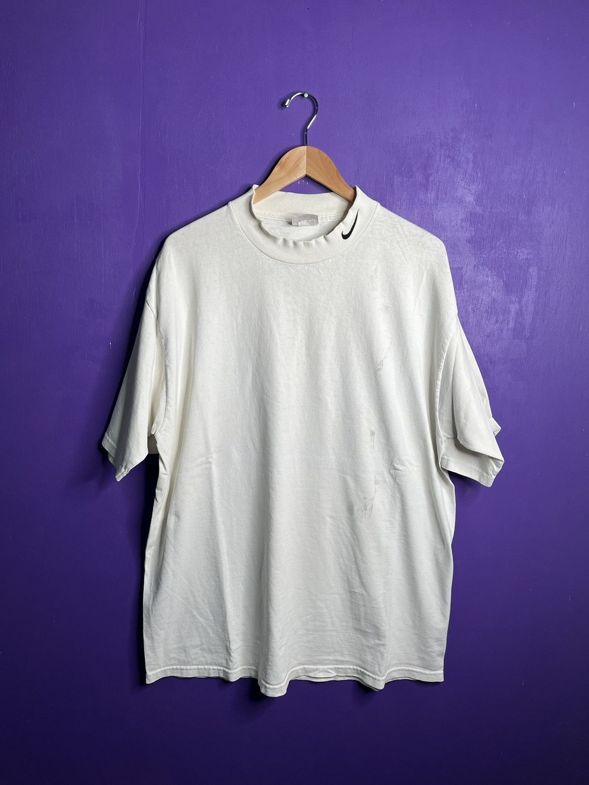Nike × Vintage Vintage 90s Nike mockneck logo t-shirt Size US XL / EU 56 / 4 - 1 Thumbnail