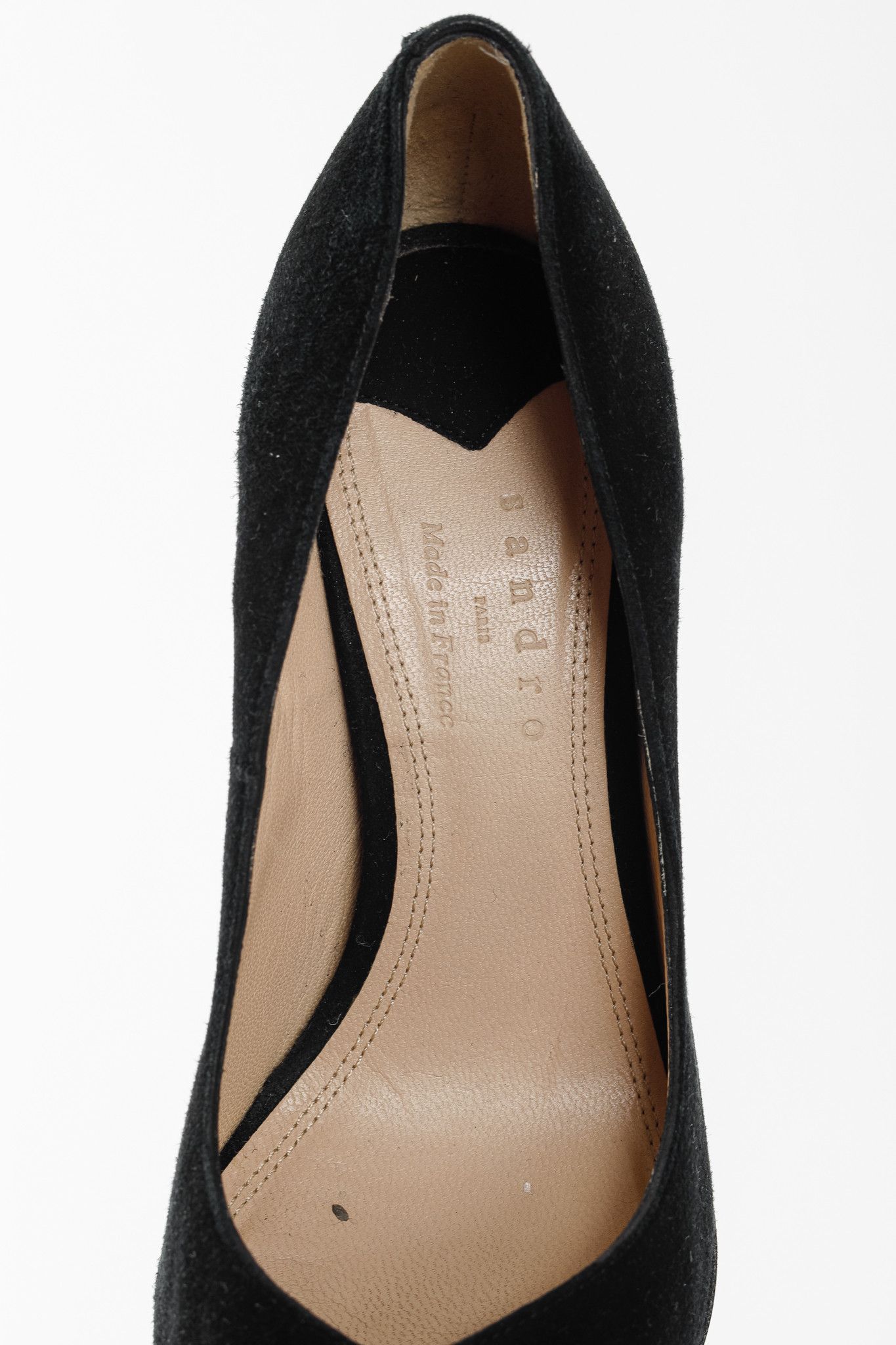 Sandro Sandro Black Suede V-Cut Pointed-Toe Pumps Size US 6.5 / IT 36.5 - 8 Thumbnail