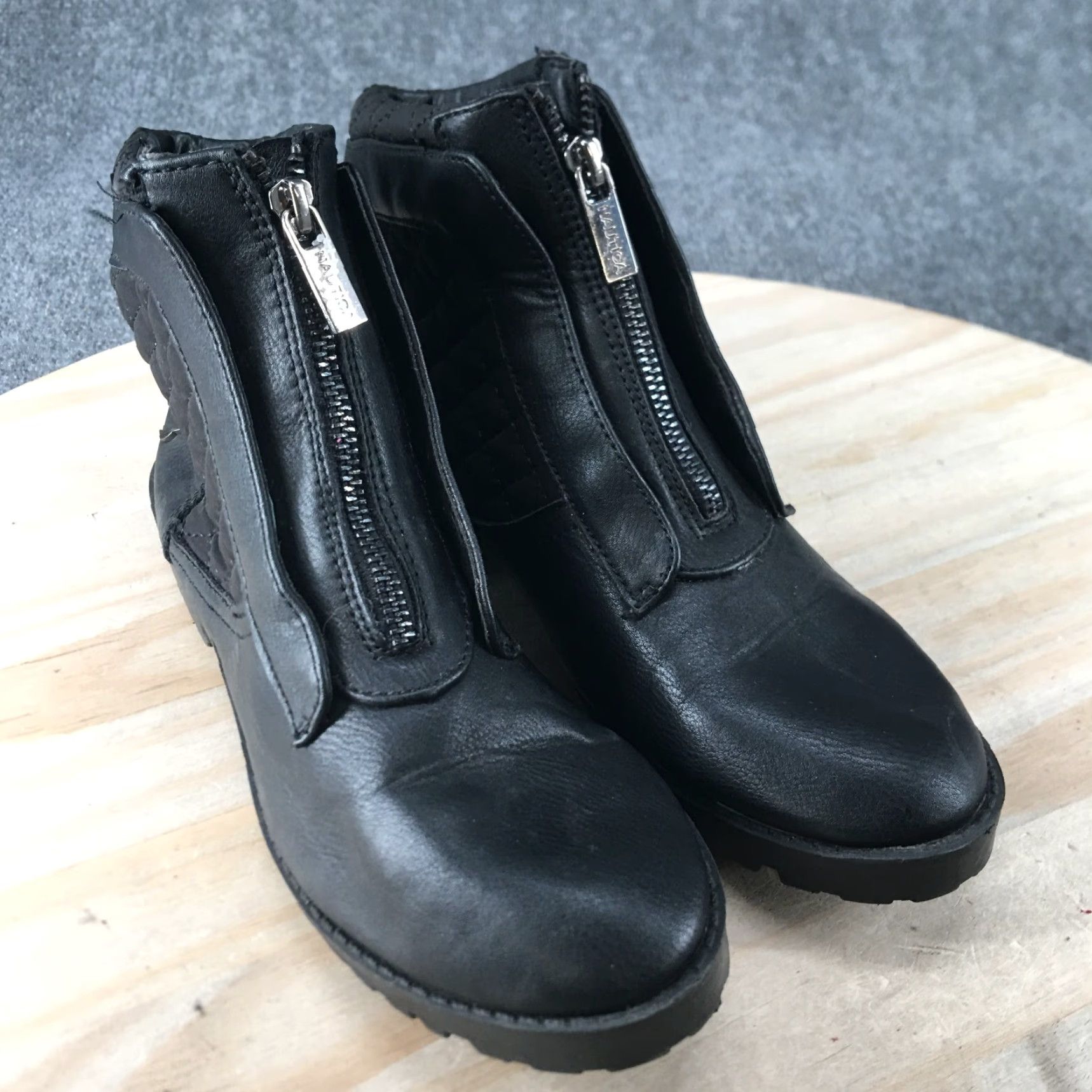 Nautica Nautica Boots Charis Ankle Booties Zip Up Black Faux Leather Womens 8 Boots Black Charis Nautica Zip Up Comfort Size US 8 / IT 38 - 3 Thumbnail