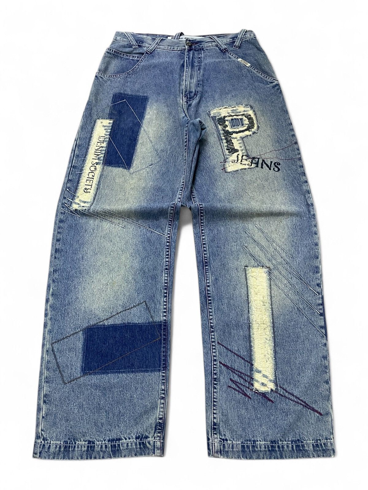 Dogtown × JNCO × Sean John Paco Deconstructed Cut & Sew Distressed Massive Baggy Jeans Size US 30 / EU 46 - 1 Thumbnail