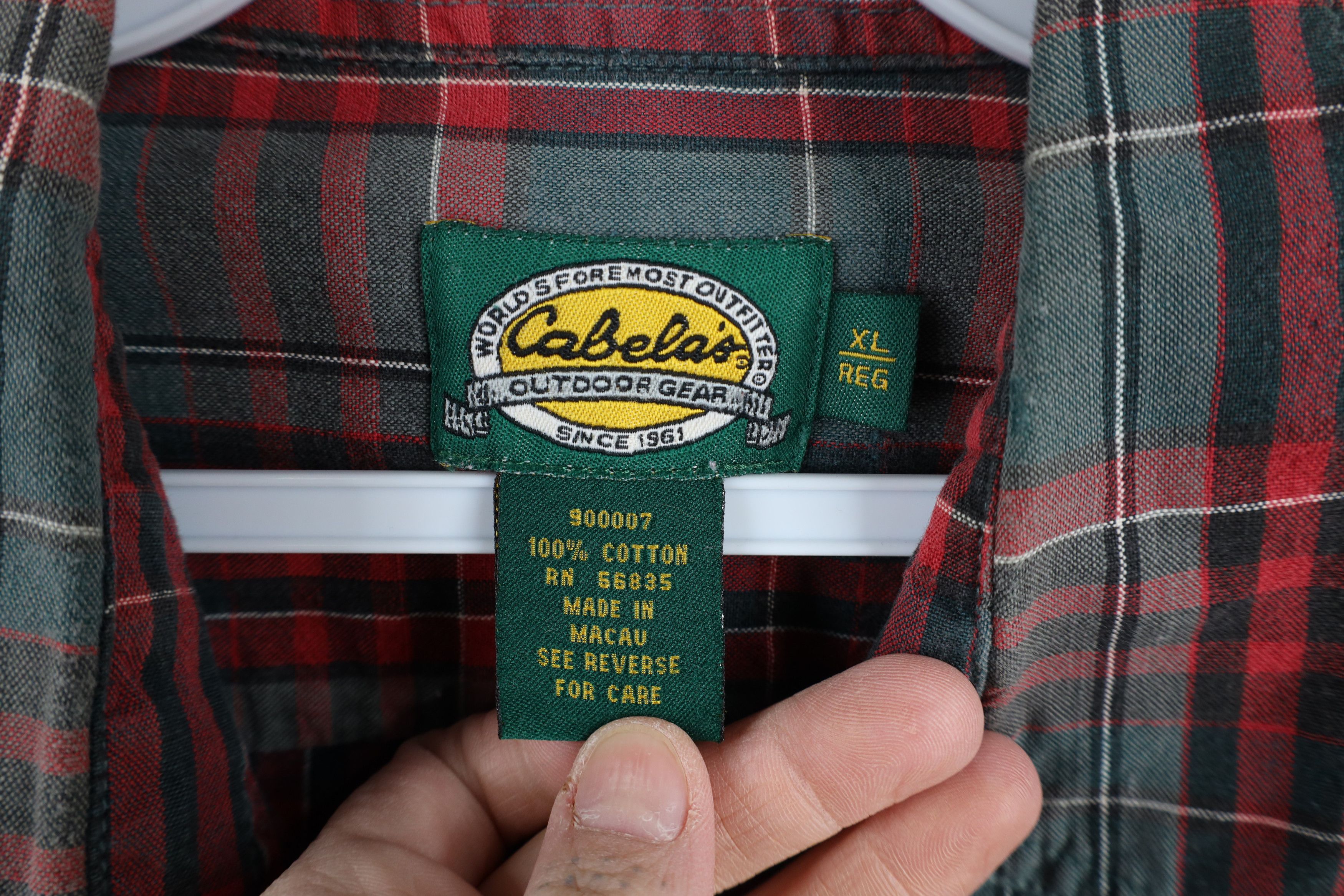 Cabelas × Vintage Vintage 90s Cabelas Pocket Collared Button Shirt Plaid Size US XL / EU 56 / 4 - 7 Thumbnail