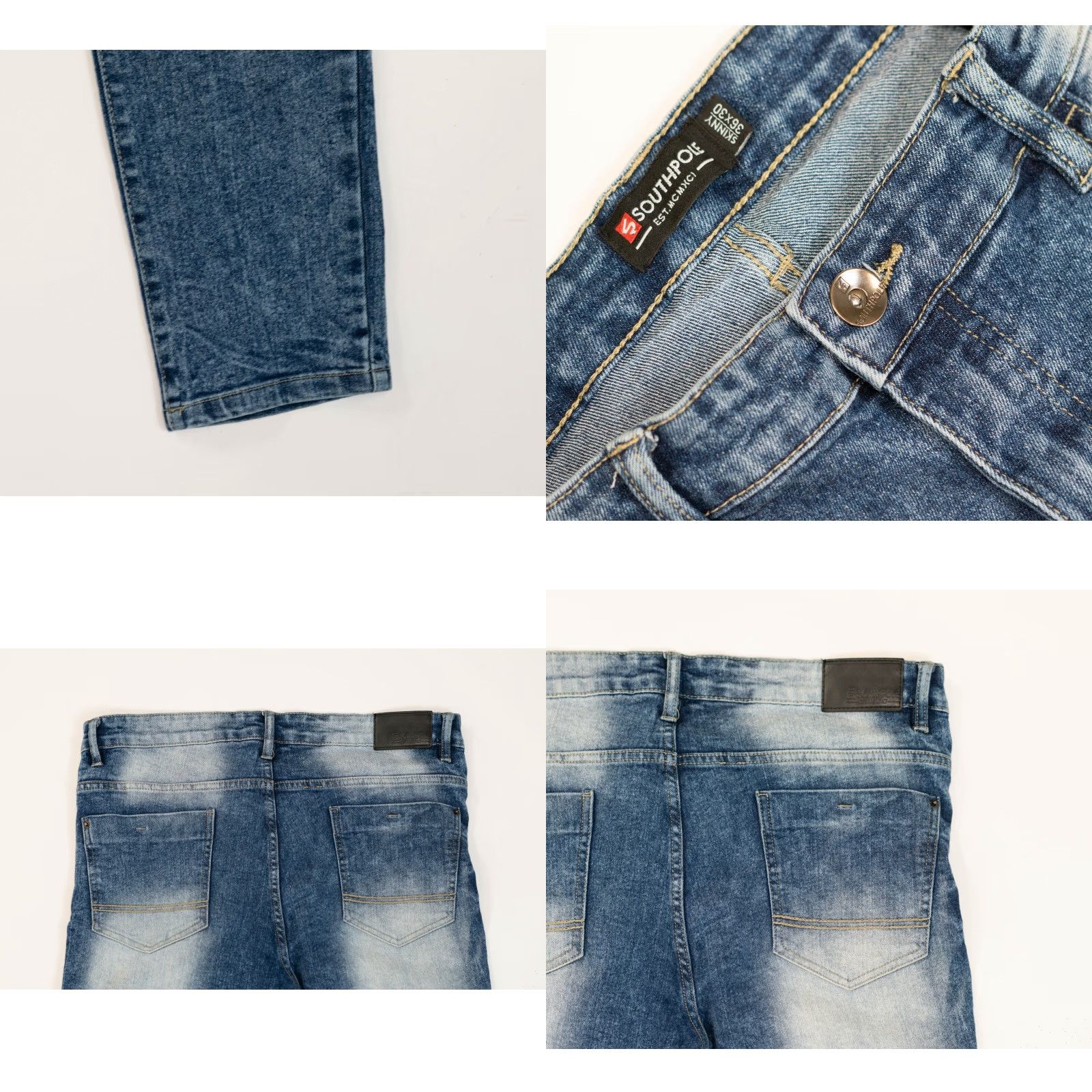 Southpole Southpole Jeans Mens Skinny 90s Biker Denim Blue 36 x 30 Regular Belt Loops 5-Pocket Vintage Size US 36 / EU 52 - 10 Thumbnail
