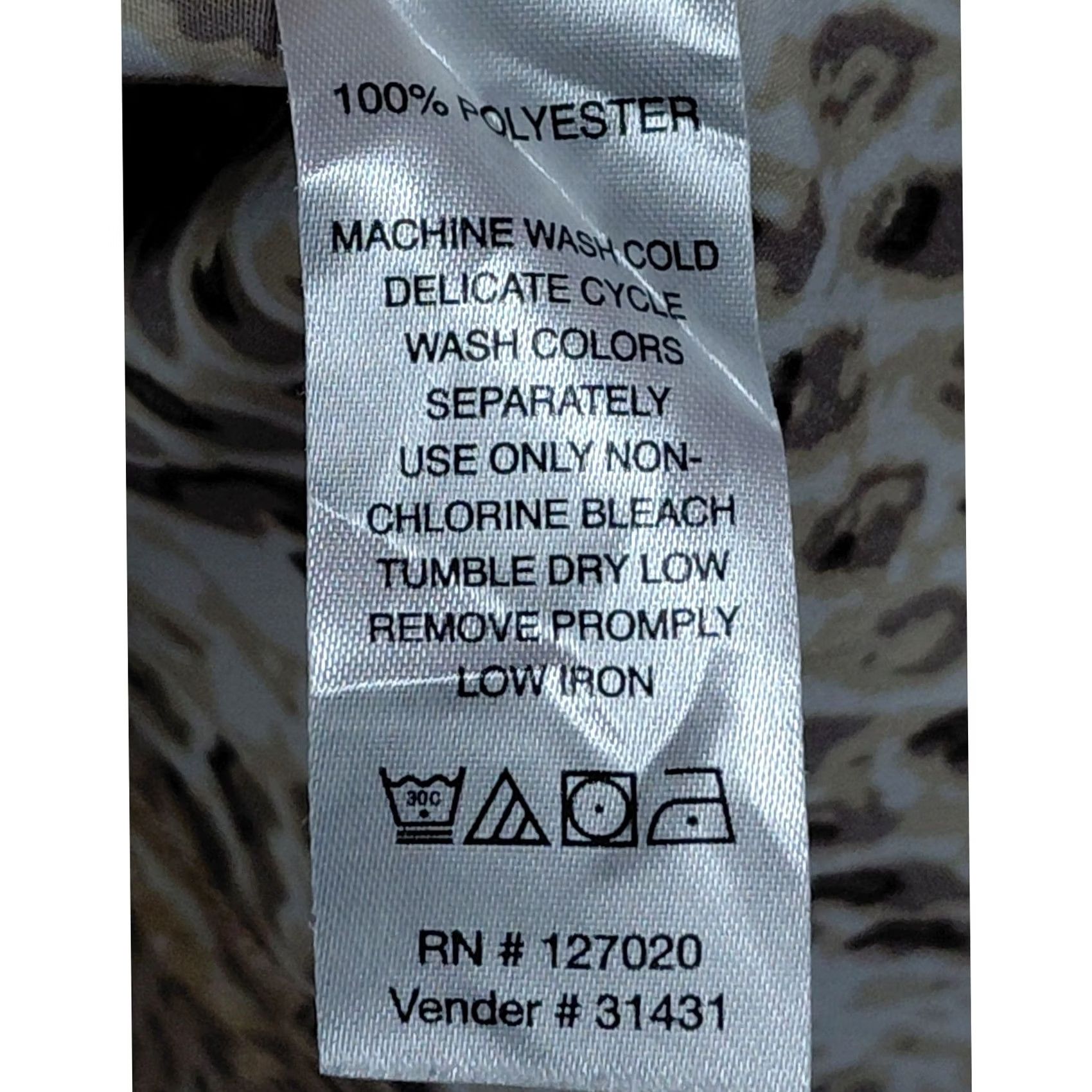 Vintage Chadwicks Snake Print Sleeveless Dress Collared, Knee Length, 2P Petite, Brown, Women, Polyester, Casual Workwear, Spring Summer, Machine Washable Size XS / US 0-2 / IT 36-38 - 8 Thumbnail