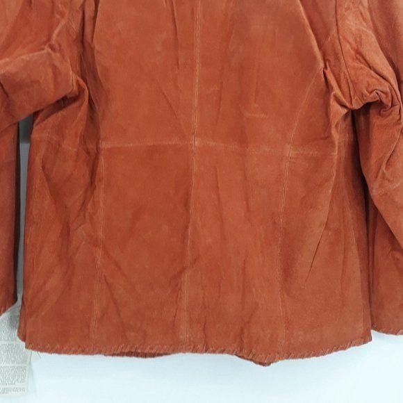 Vintage Vtg 80s Orange Genuibe Leather Jacket Sz 16W Blazer Suede Em Size XXL / US 16-18 / IT 52-54 - 9 Thumbnail