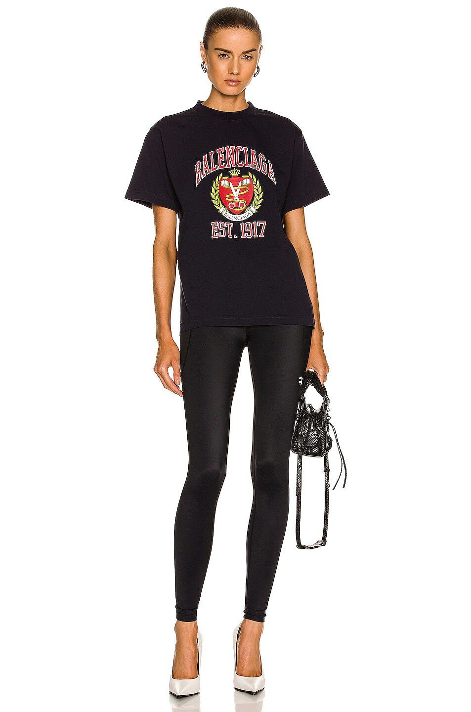 Balenciaga o1mt1gz1024 3B Sports Icon Athletic Leg Cut Leggings Black Size 27" / US 4 / IT 40 - 5 Thumbnail