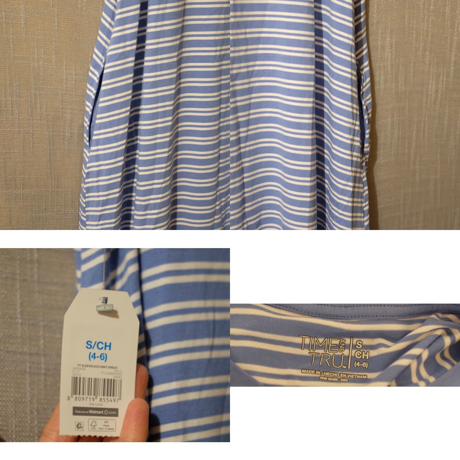 Vintage VINTAGE Time and Tru Shirt Dress Womens S Blue/White Striped Sleeveless Tank Dress Casual Size S / US 4 / IT 40 - 8 Thumbnail