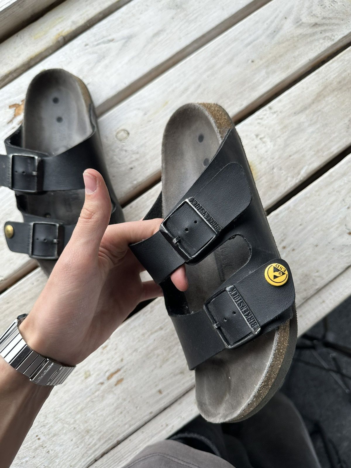 Birkenstock 🚨Vintage Birkenstock 38 black Luxe Sandals rare slides Size US 5.5 / EU 38 - 8 Thumbnail