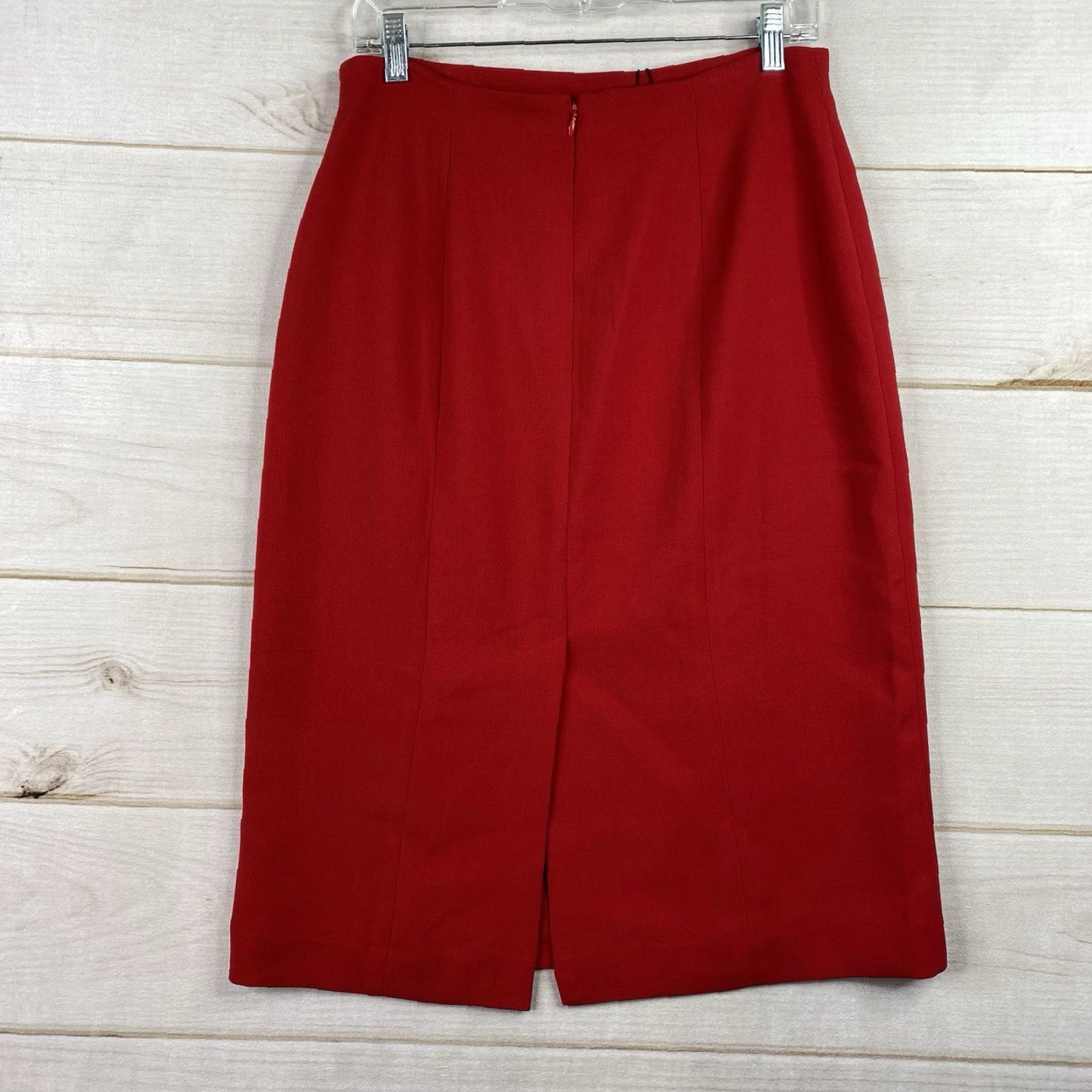 Talbots Talbots Skirt Womens 10 Red Straight Lined Stretch Back Slit Midi Classic NWT Size 32" / US 10 / IT 46 - 5 Thumbnail