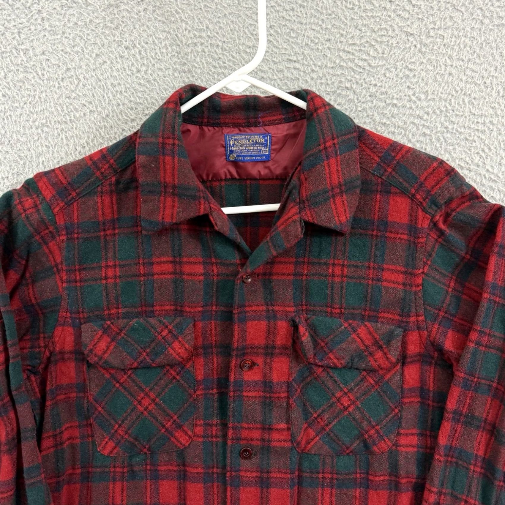 Pendleton VINTAGE Pendleton Wool Flannel Shirt Mens M Red 80s Check Plaid Button USA Size US M / EU 48-50 / 2 - 3 Thumbnail