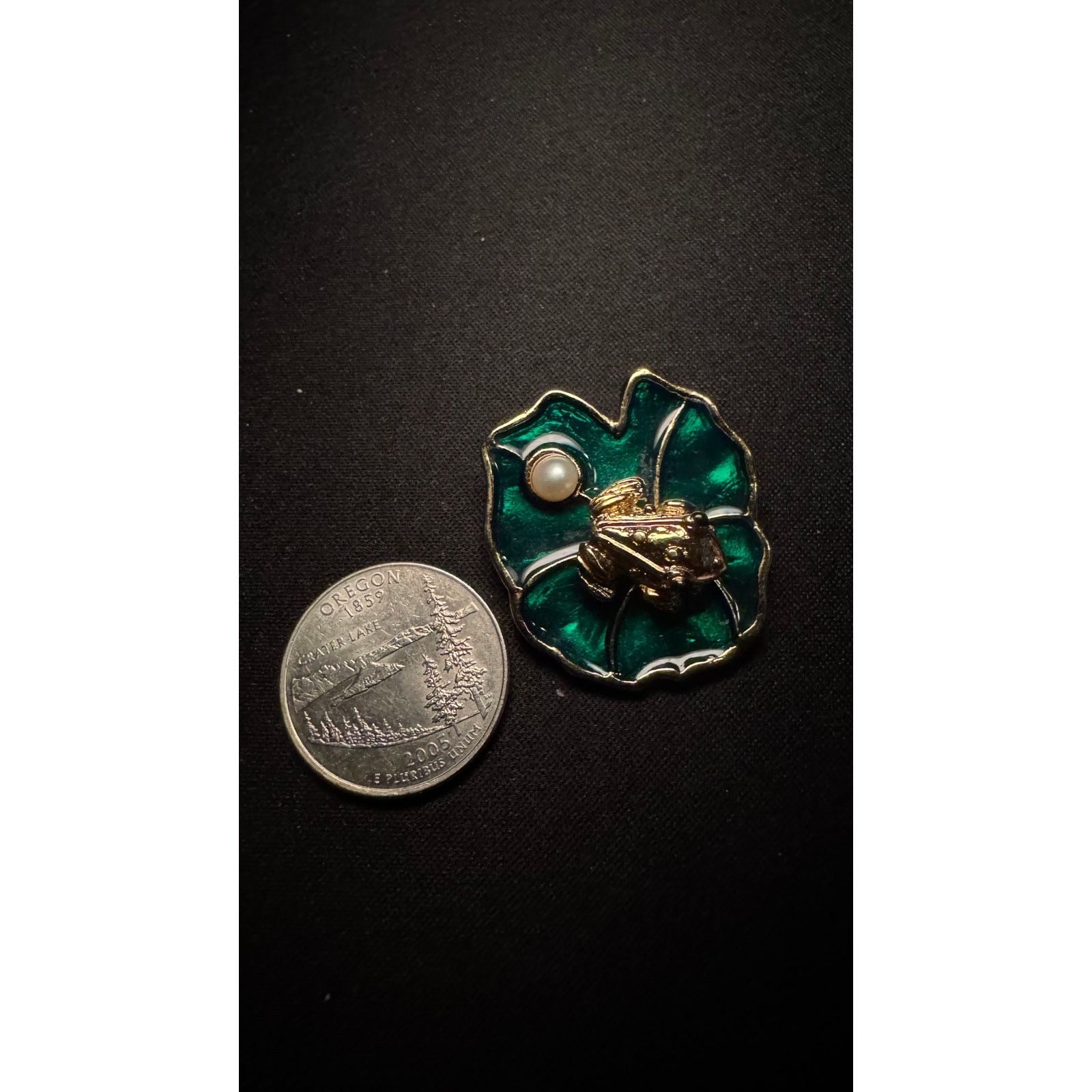 Other Vintage JJ Frog on Lily Pad with Real Pearl Brooch Size ONE SIZE - 3 Thumbnail