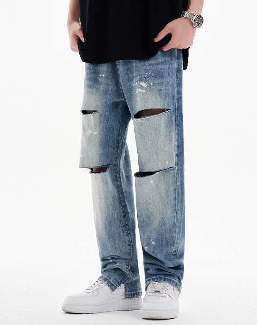Japanese Brand × Jean Trendy straight loose versatile trendy hip-hop ripped jeans Size US 32 / EU 48 - 3 Thumbnail