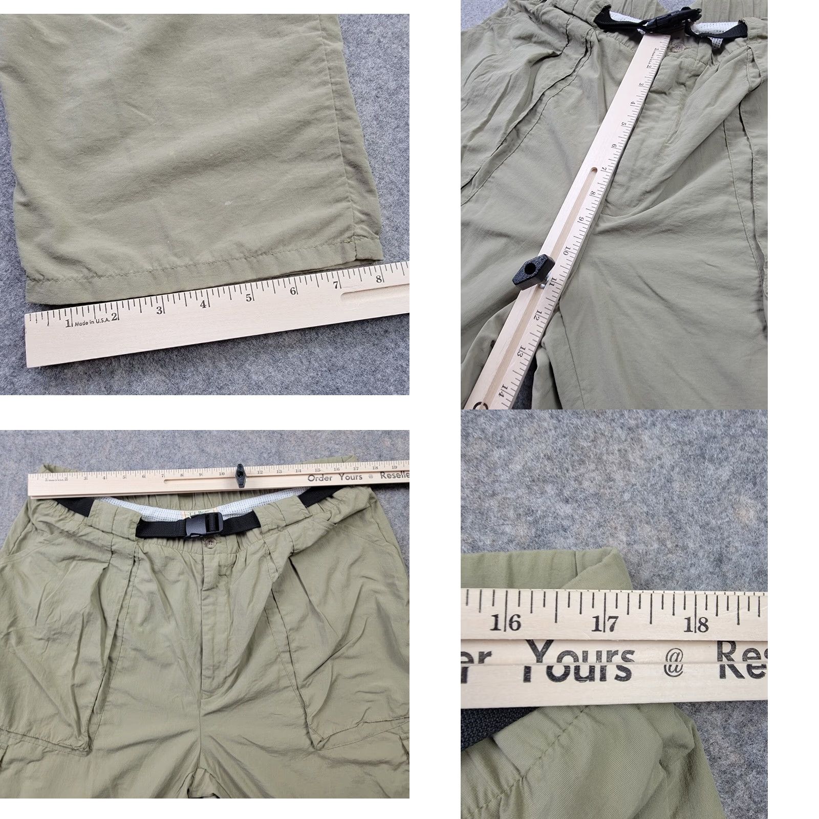 Vintage L.L. Bean Sportif Pants Mens Large Beige Belted Cargo Pockets Cargo Style Inseam 32" Regular Fit Front Zip Outdoor Travel Casual Nature Mens Size US 33 - 10 Thumbnail