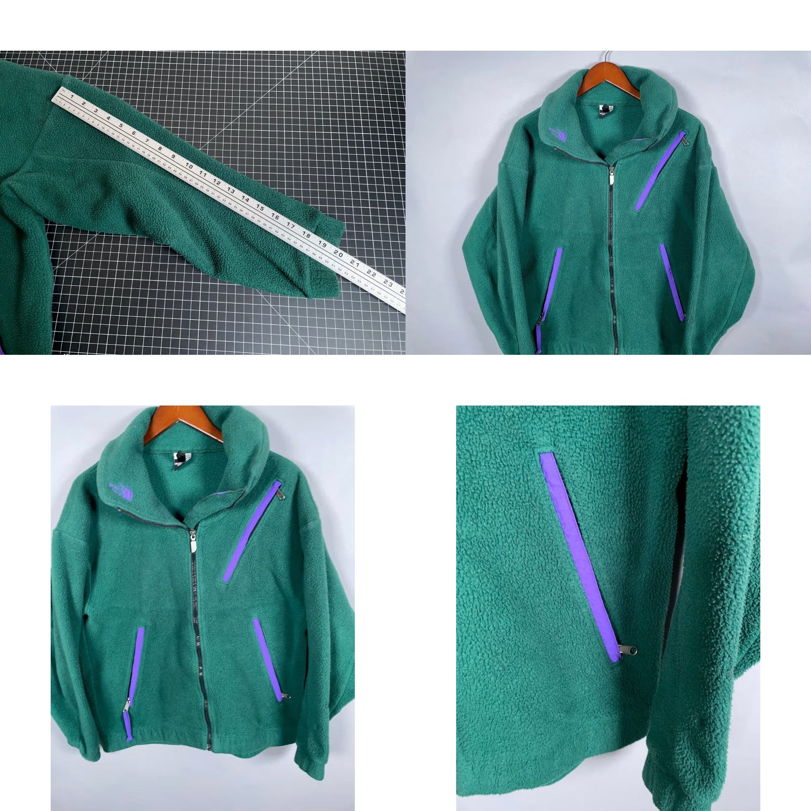 The North Face VINTAGE The North Face Jacket Green Purple 90s Zip Up Fleece Mens Large USA Made Retro Size US L / EU 52-54 / 3 - 8 Thumbnail