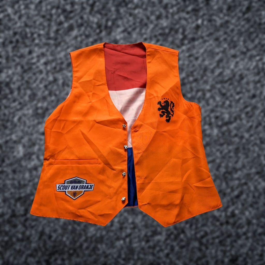 Vintage Gillette Netherlands Fan Vest Mens Size L Orange Scout van Oranje Size US L / EU 52-54 / 3 - 1 Thumbnail