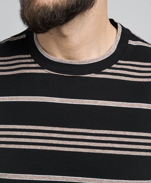 Brunello Cucinelli o1y0526 Crewneck T-Shirt in Black/Brown Size US S / EU 44-46 / 1 - 2 Thumbnail