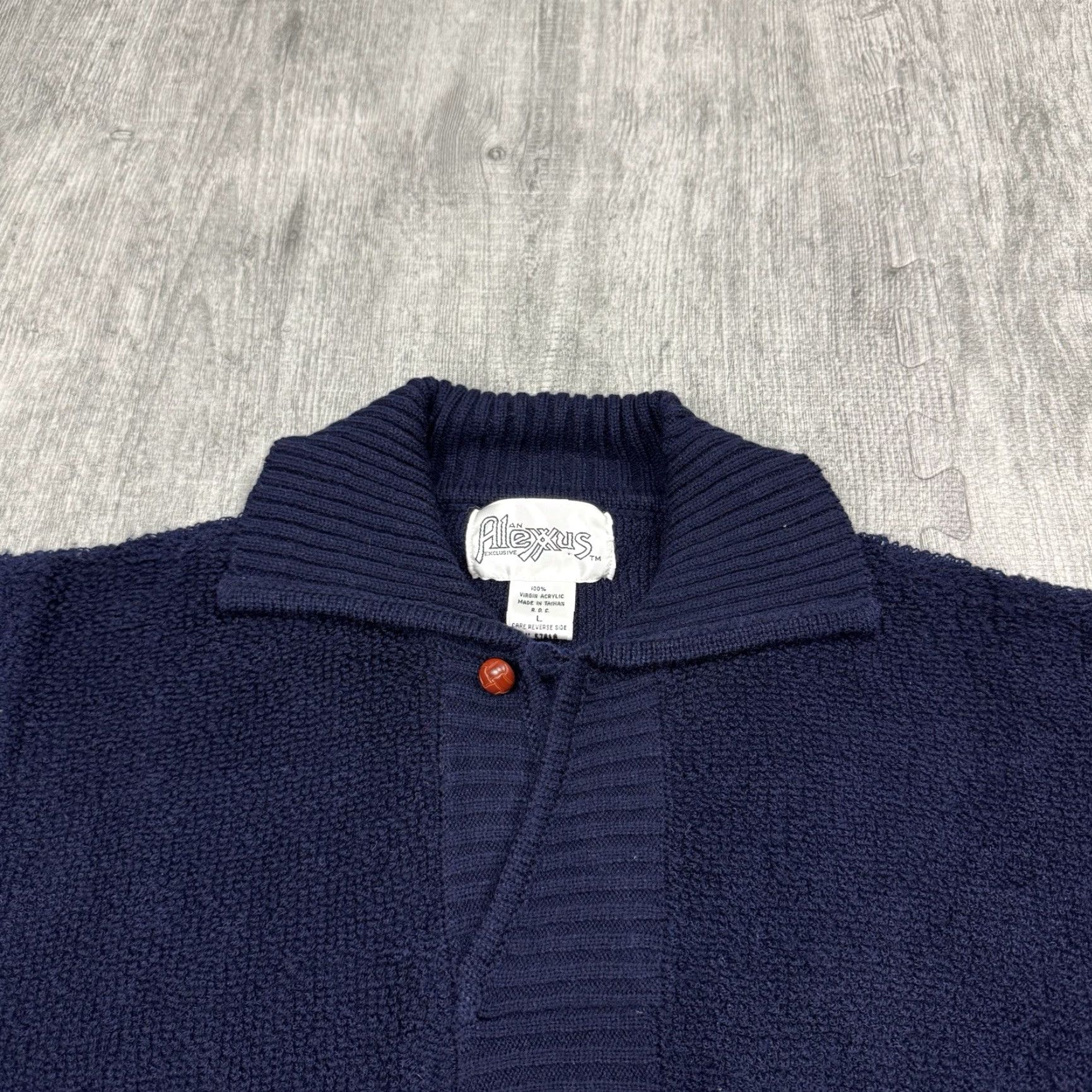 Vintage VINTAGE Allexus Nautical Pullover Sweater L Blue Terry Loop Collar Button Pocket 80s Mens Size US L / EU 52-54 / 3 - 2 Thumbnail