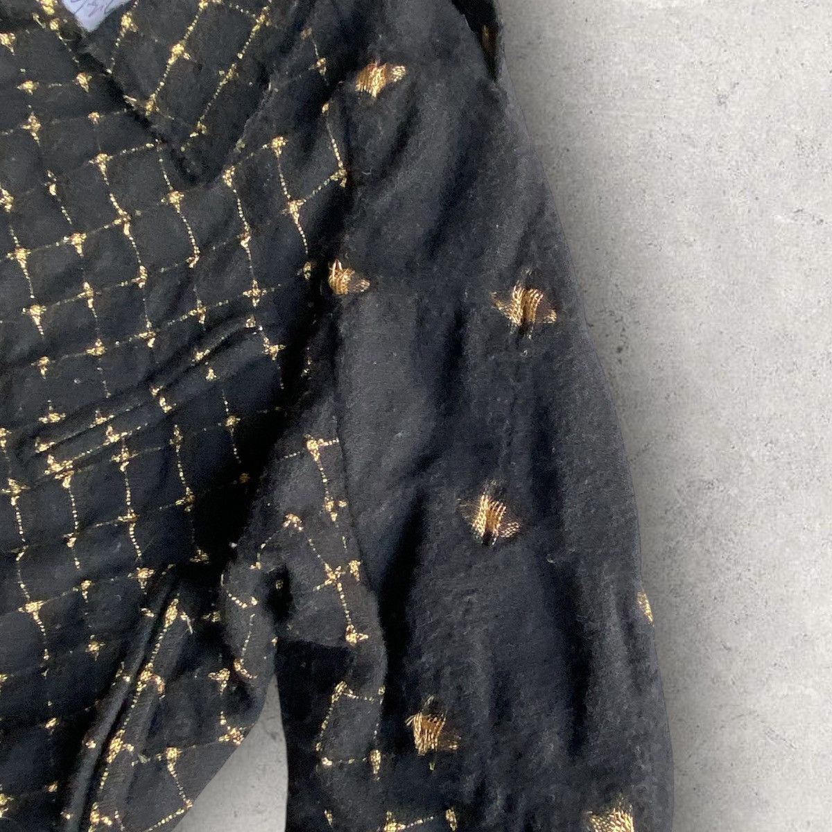 Yohji Yamamoto Yohji Yamamoto Black Wool Gold Thread Biker Jacket Size S / US 4 / IT 40 - 5 Thumbnail