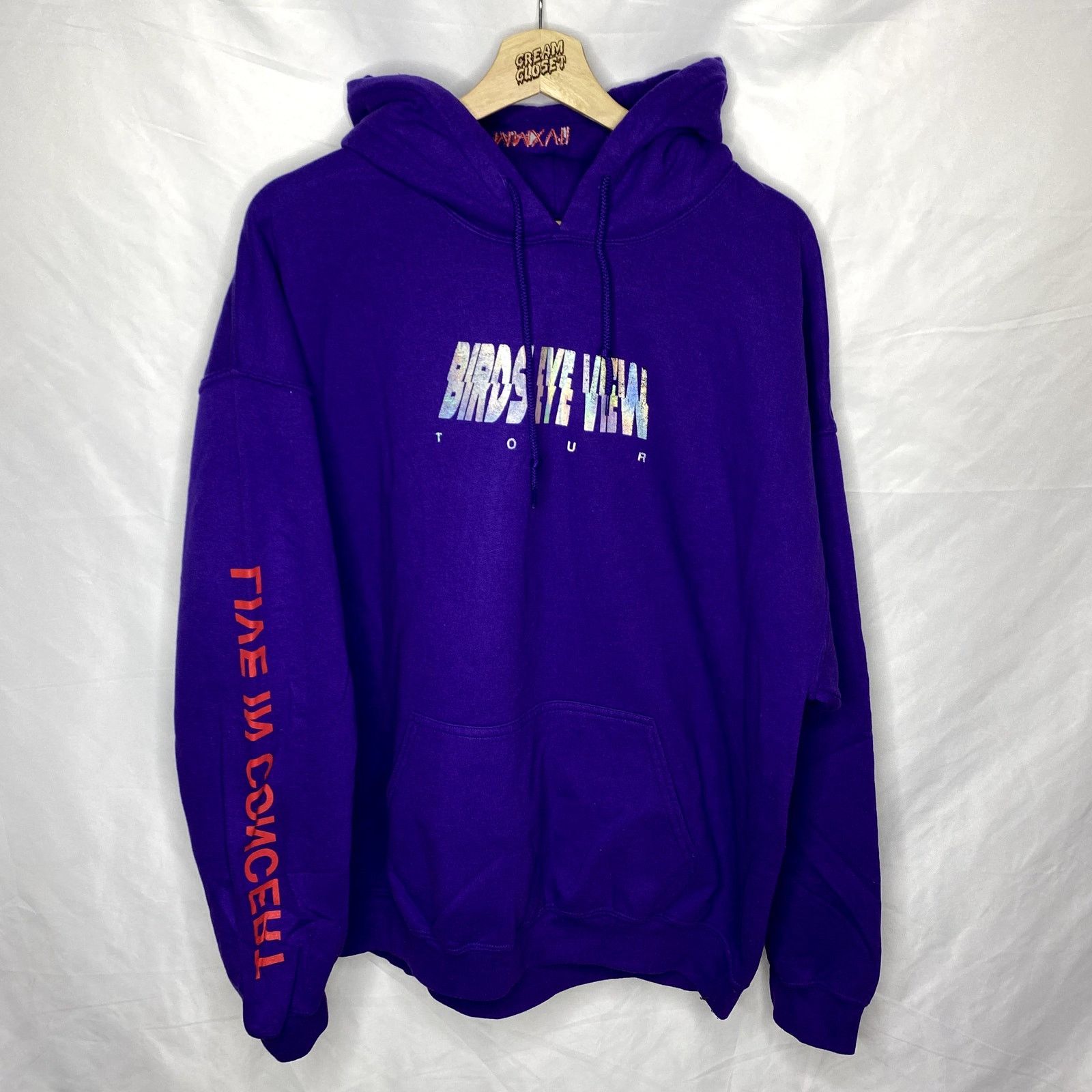 image of Travis Scott Cactus Jack Birds Eye View Hip Hop Rap Tour Merch Hoodie in Purple, Men's (Size XL)
