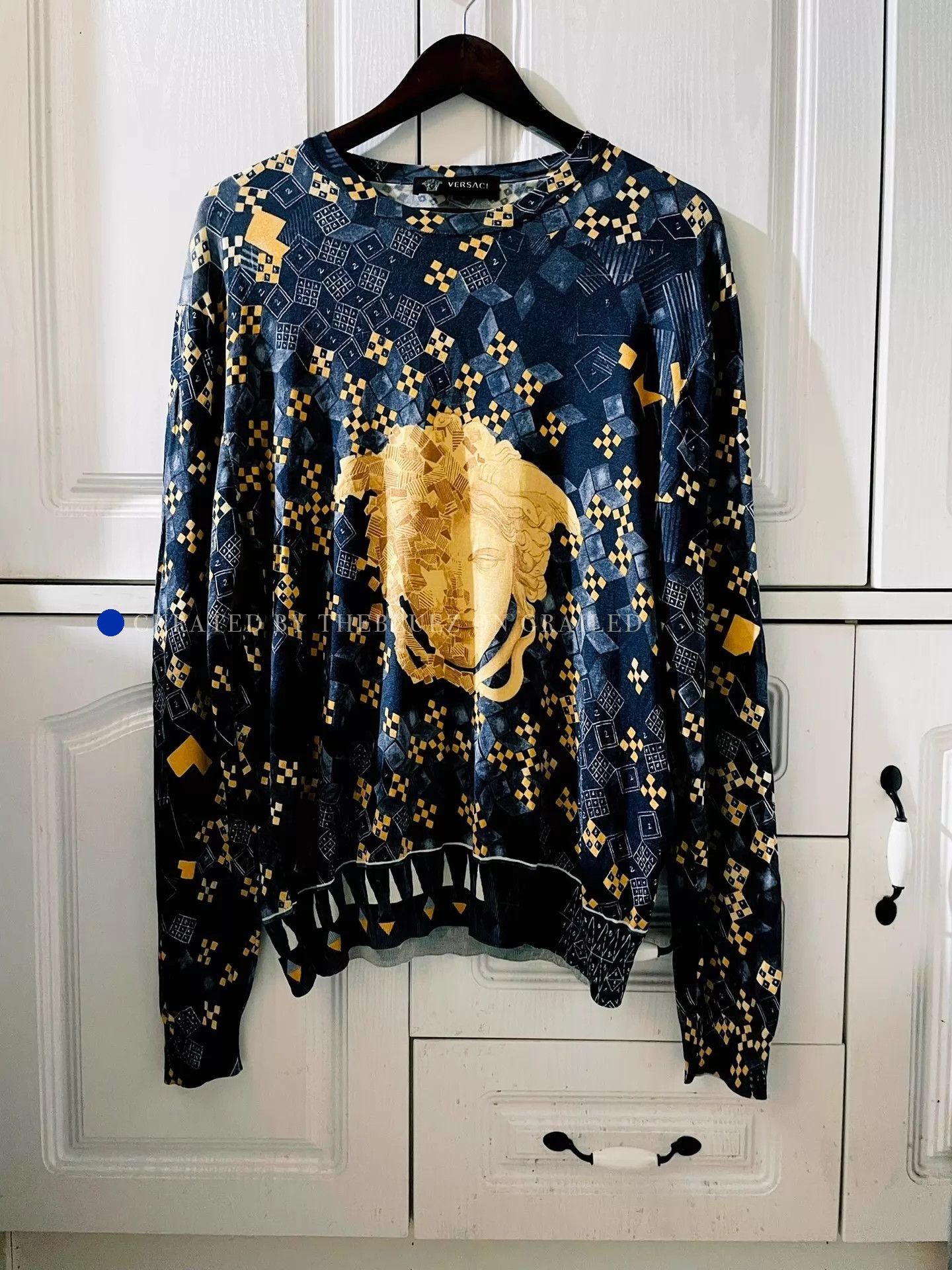 Versace Geo Medusa Print Silk Knit Top Size US L / EU 52-54 / 3 - 1 Thumbnail
