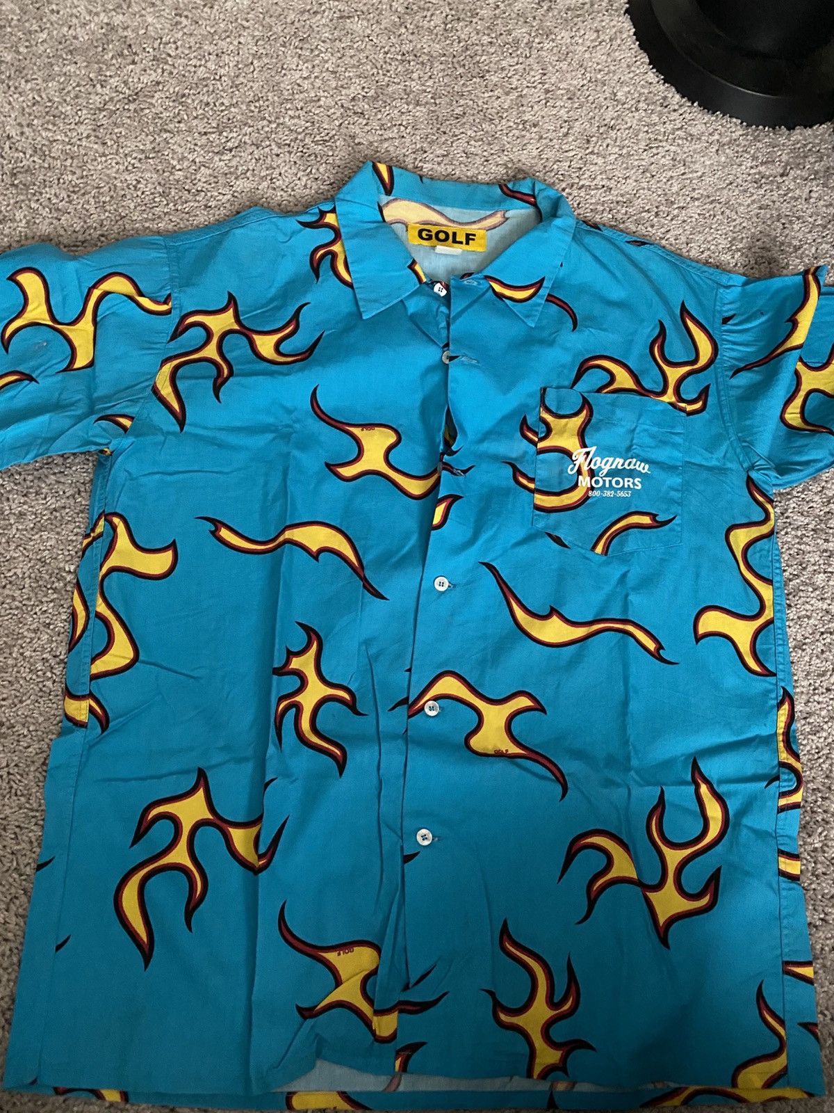 Golf le Fleur Golf le Fleur Silk Button Up Shirt in Blue