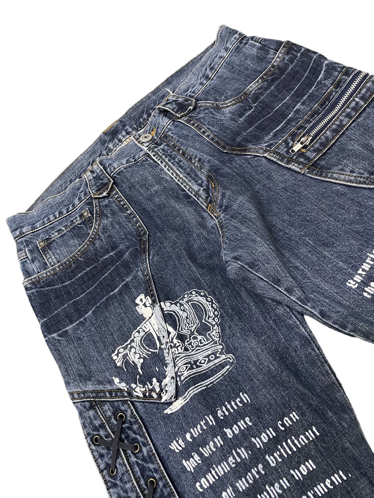 If Six Was Nine × In The Attic × Le Grande Bleu (L.G.B.) Paneled Asymmetrical Poems Flared Jeans Size US 34 / EU 50 - 15 Thumbnail
