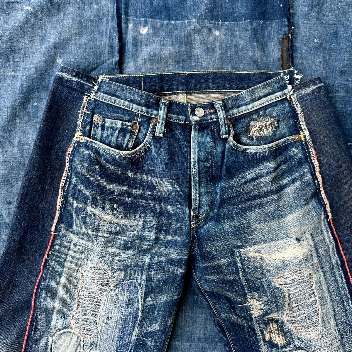 Kapital Kiro Hirata Boro Crash Jeans Denim Surf capris jort Size US 36 / EU 52 - 8 Thumbnail