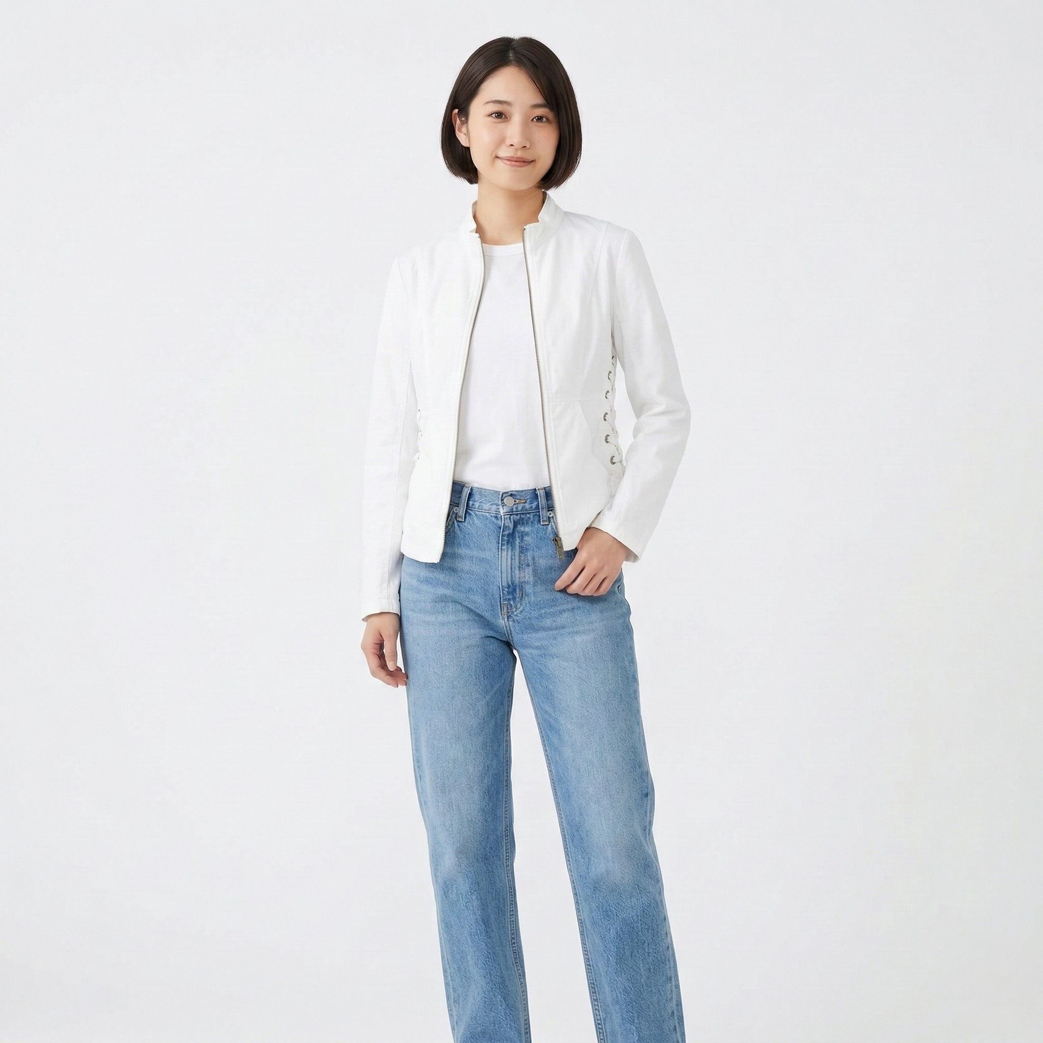 Vintage XCVI Women M Jacket White Cotton Lycra Fit 0238 Size M / US 6-8 / IT 42-44 - 1 Thumbnail