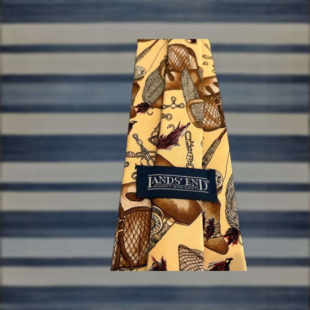 Lands' End Lands' End Silk Tie AOP Fishing Tie Multicolor 60" Men Mens Classic 57"-60" American Nature Fishing Theme Size ONE SIZE - 1 Thumbnail