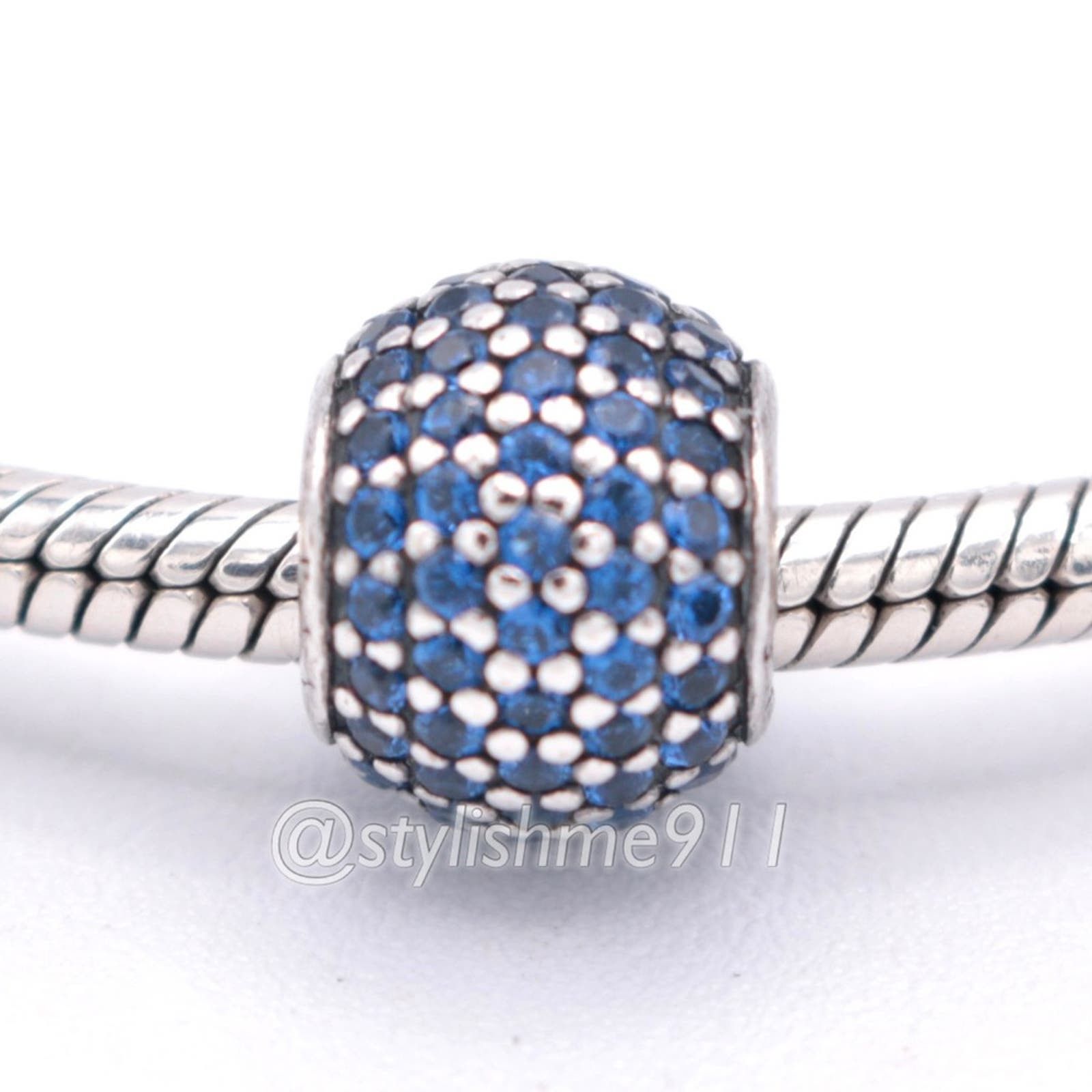 Authentic PANDORA Pave Lights with Blue Crystal Charm