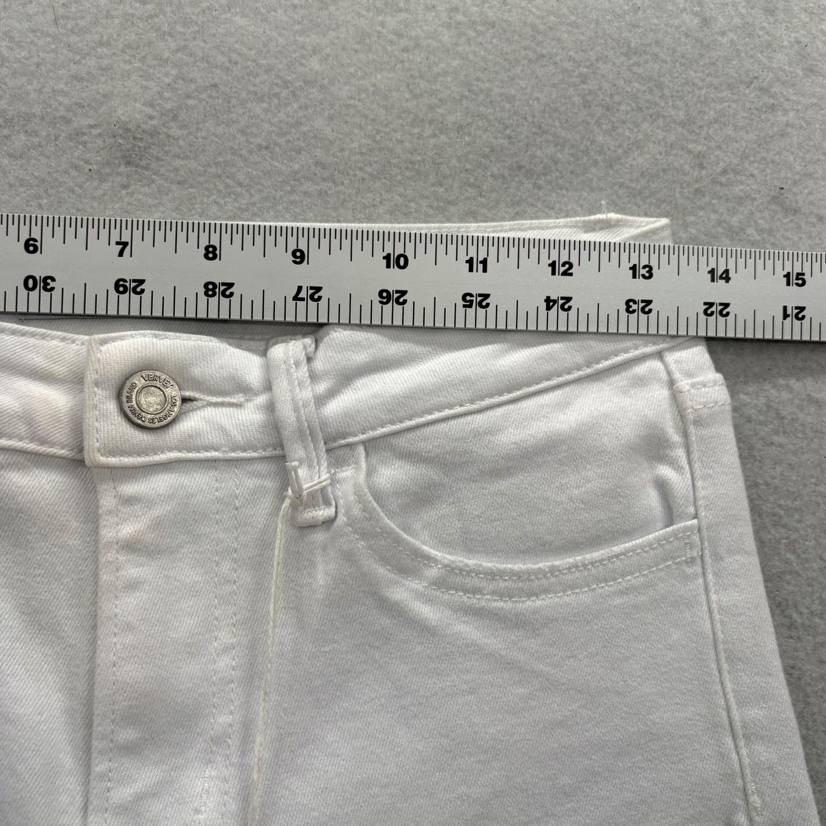 Denime Vervet Skinny Jeans Womens 27 Mid Rise White Distressed Raw Hem Stretch Denim Jeans Women 27in 5-Pocket Art Fringe Vintage No Size 27" / US 4 / IT 40 - 7 Thumbnail