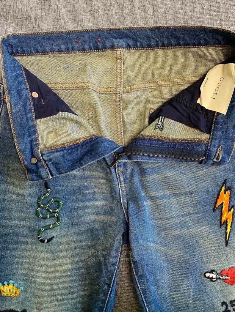 Gucci Gucci Patterned embroidered washed mid-waist slim jeans Size 25" / US 0 / IT 36 - 3 Thumbnail