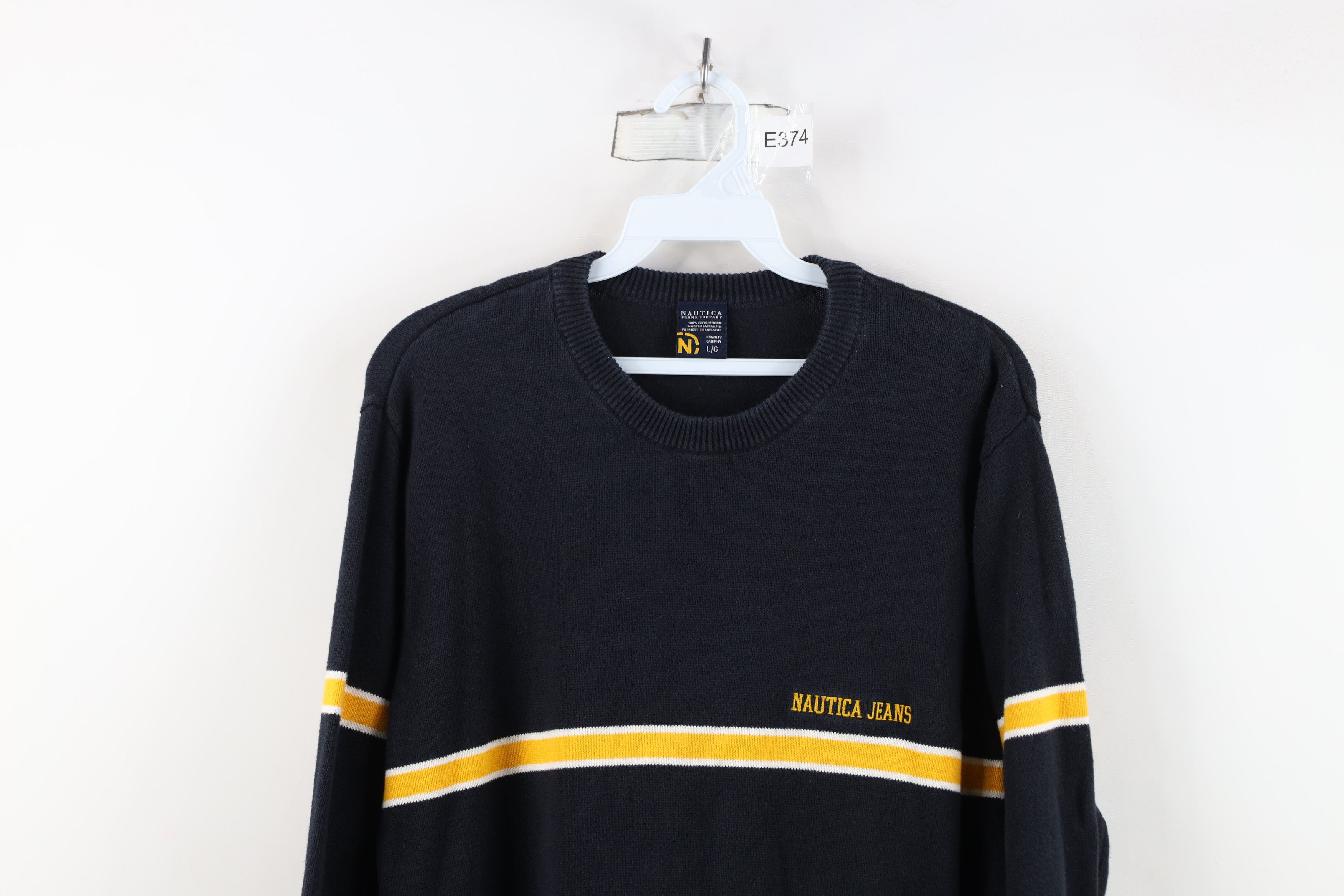 Nautica Vintage 90s Nautica Spell Striped Cotton Knit Sweater Blue Size US L / EU 52-54 / 3 - 2 Thumbnail