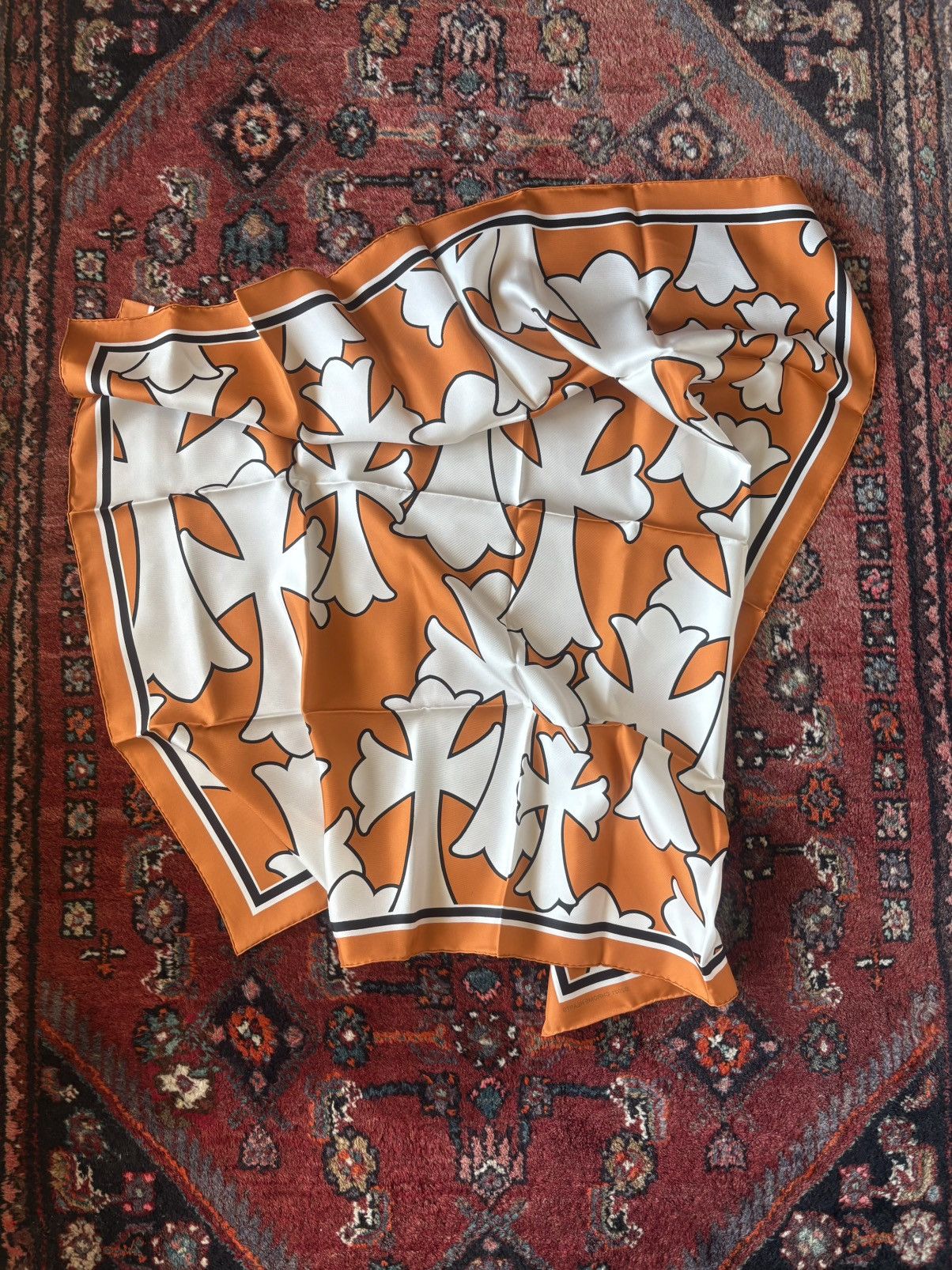Chrome Hearts HUGE Chrome Hearts Cemetery Cross Silk Scarf | Grailed