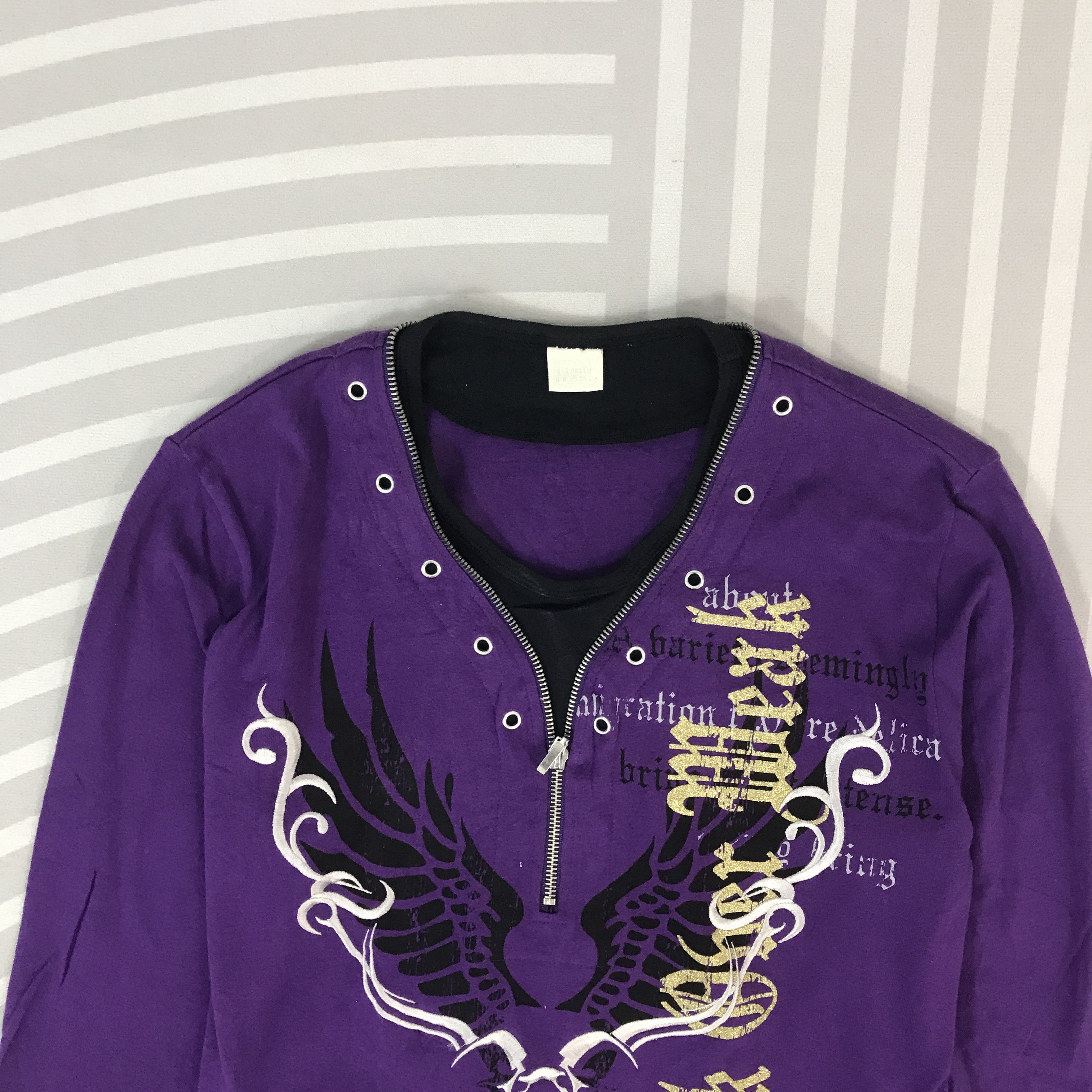 Japanese Brand Look Ober Meak zipper collar design long sleeve T-Shirt Size US L / EU 52-54 / 3 - 2 Thumbnail