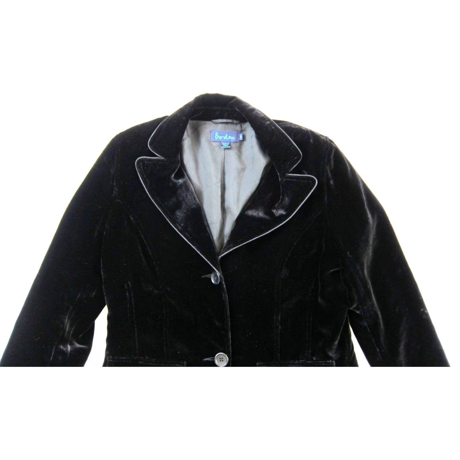 Boden Boden Black Velvet Pocket Collared Long Button Blazer Jacket Woman Size 12 Size XL / US 12-14 / IT 48-50 - 4 Thumbnail