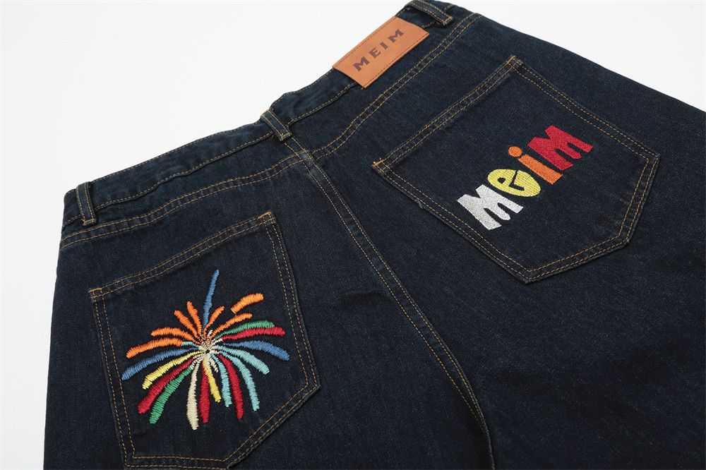 Japanese Brand × Vintage Men's loose casual washed fireworks embroidered denim shorts Size US 32 / EU 48 - 4 Thumbnail
