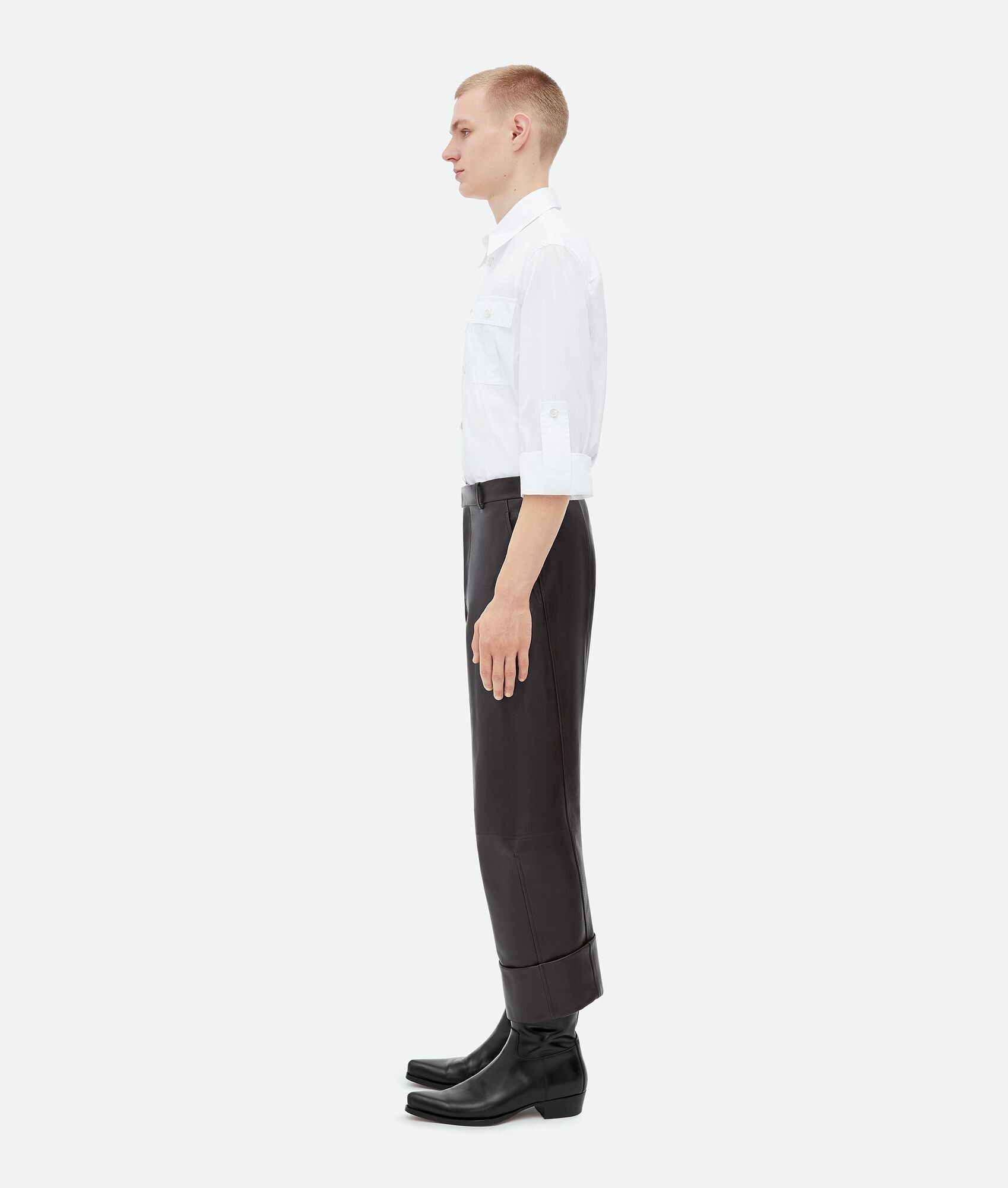 Bottega Veneta o1n1vont1224 Relaxed Fit Cotton Shirt in White Size US L / EU 52-54 / 3 - 2 Thumbnail