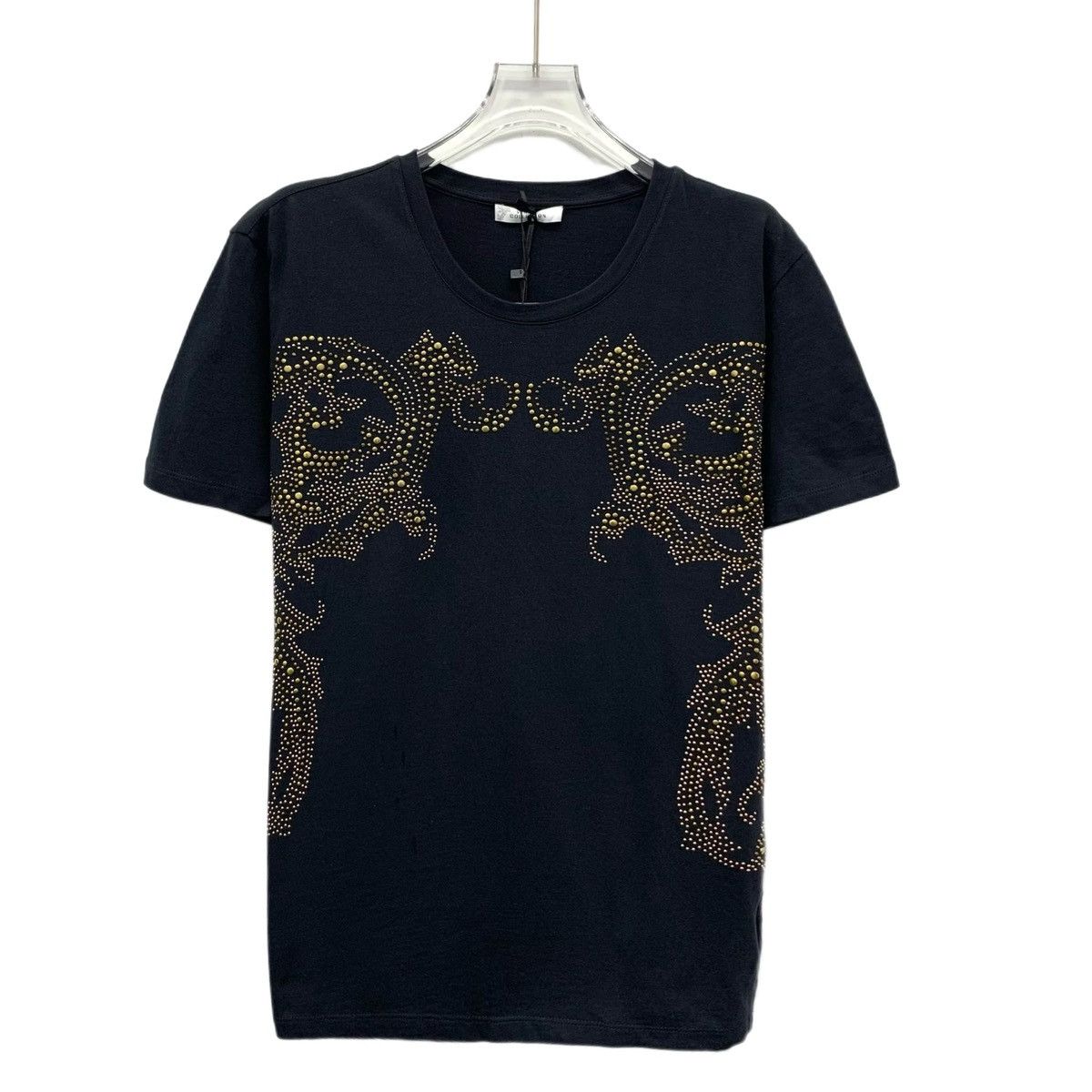 Versace Versace Black Pattern Beaded Cotton Crew Neck T-shirt K26WX Size US S / EU 44-46 / 1 - 1 Thumbnail