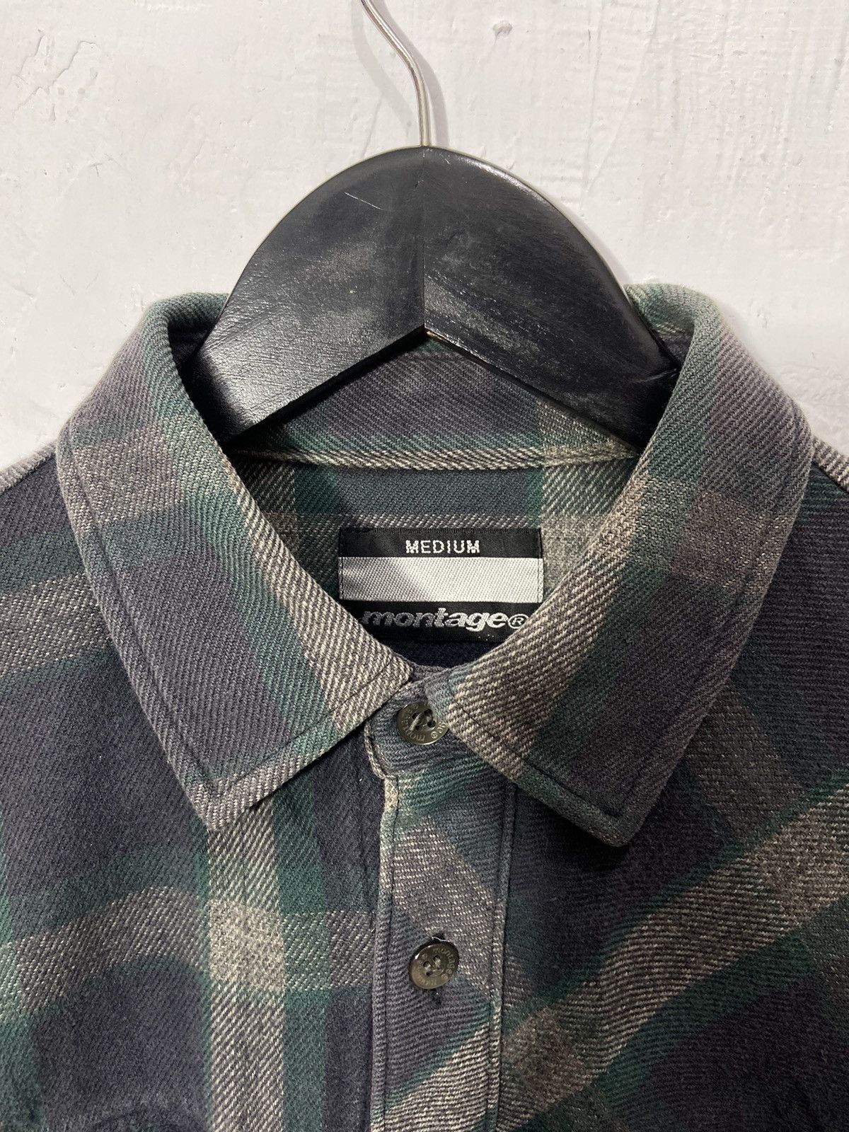 Japanese Brand Montage Plaid Flannel Shirt Washed Navy Size US M / EU 48-50 / 2 - 3 Thumbnail