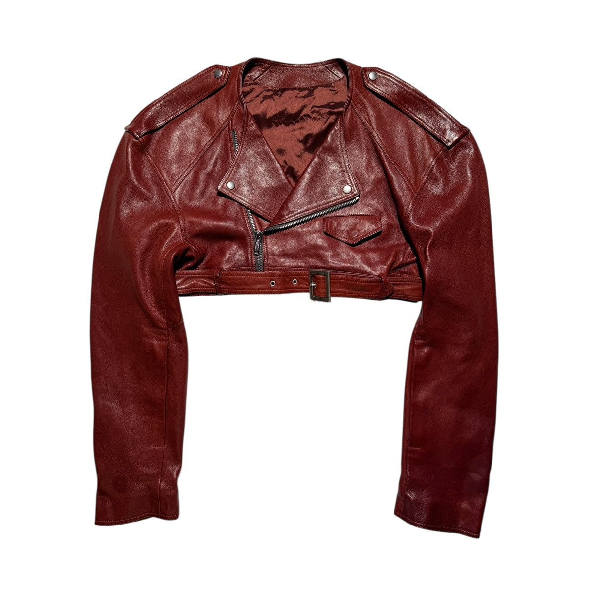 Rick Owens $3,500 Cropped leather biker jacket Size US S / EU 44-46 / 1 - 1 Thumbnail