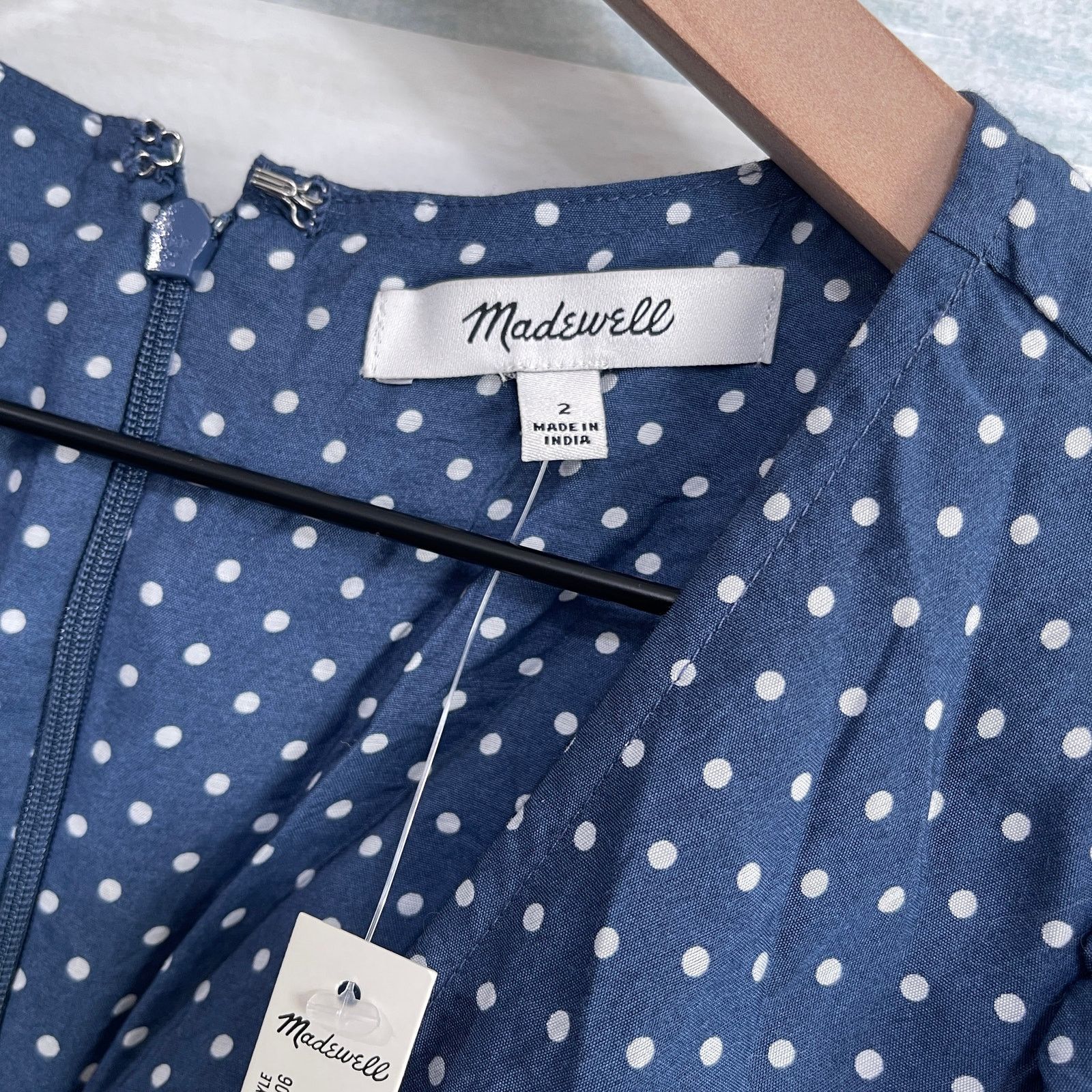 Madewell MADEWELL Puff-Sleeve Ruffle Mini Dress Polka Dot Womens 2 Size XS / US 0-2 / IT 36-38 - 6 Thumbnail