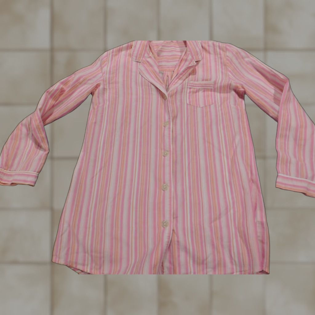 Gap Gap Blouse Women Shirt S Pink Long Sleeve Button Down Striped Casual Cotton Rayon Breathable Basic Classic Regu lar Size Type Regular Ladies Size S / US 4 / IT 40 - 1 Thumbnail