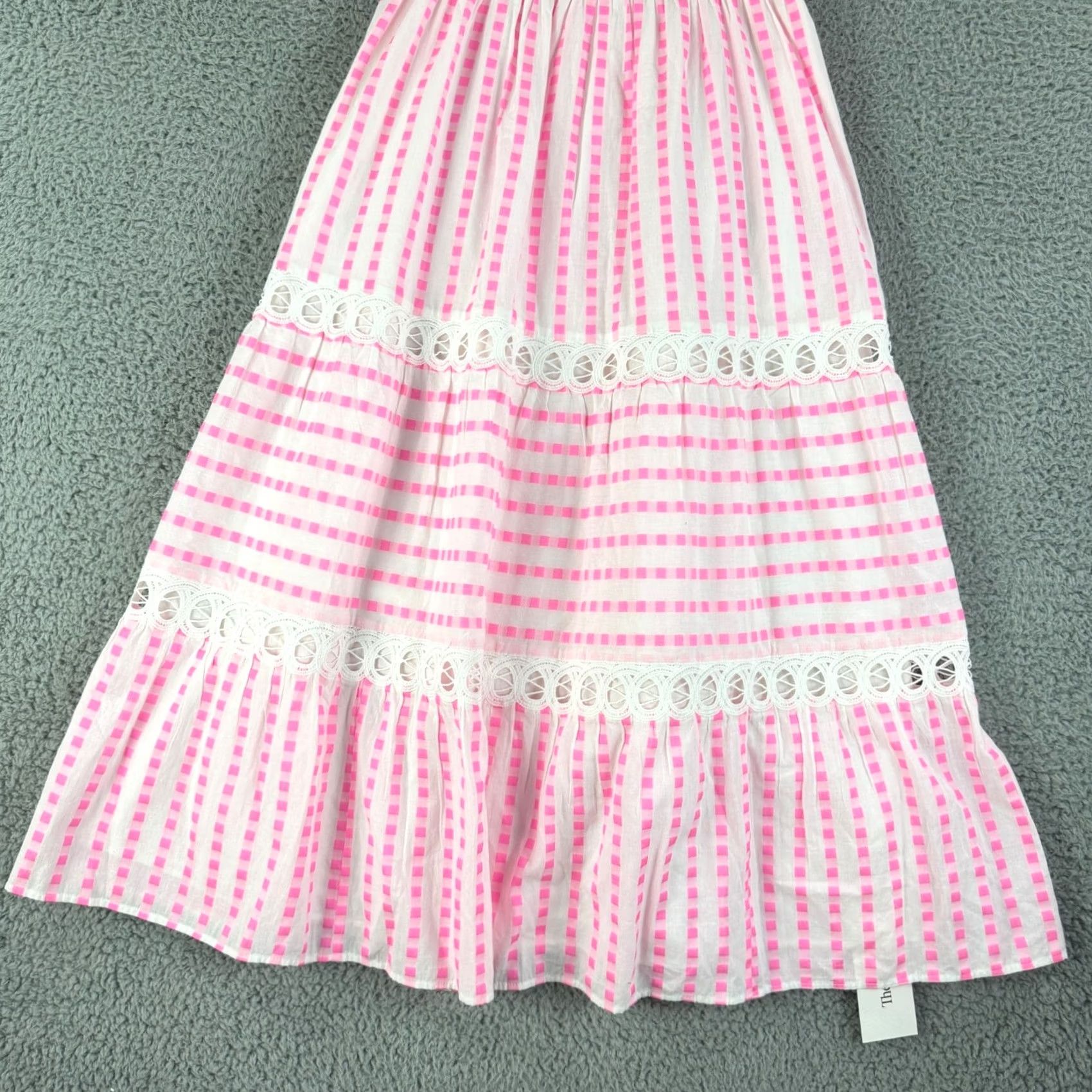 Lilly Pulitzer Lilly Pulitzer Maybella Dress 0 Pink Gingham Tiered Midi Sleeveless Womens Size XS / US 0-2 / IT 36-38 - 3 Thumbnail