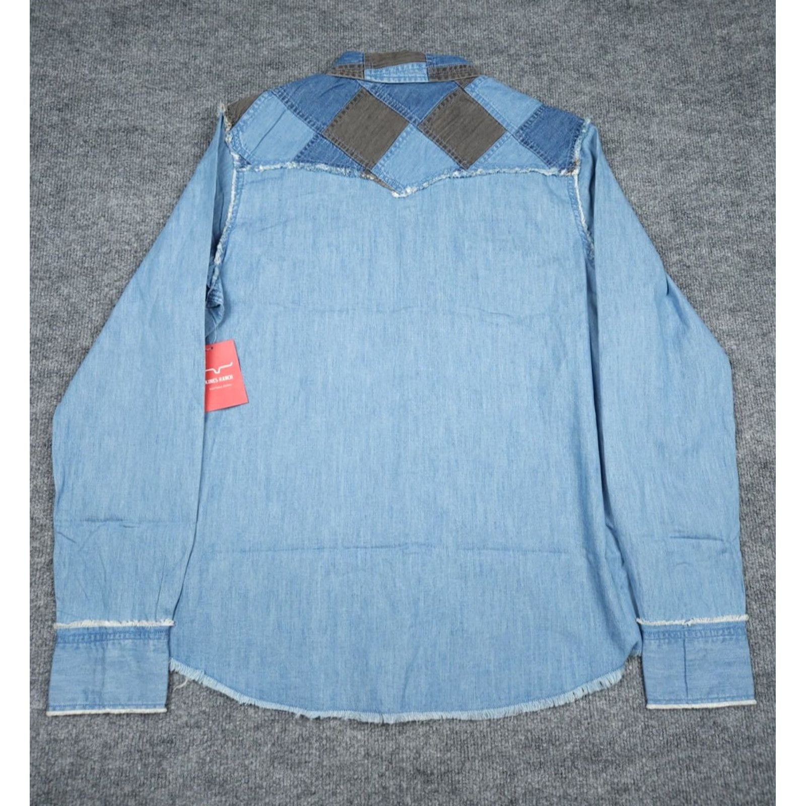 Vintage Kimes Ranch Shirt Women's 2XL Blue KC Patched Denim Pearl Snap Western NWT Size XXL / US 16-18 / IT 52-54 - 4 Thumbnail