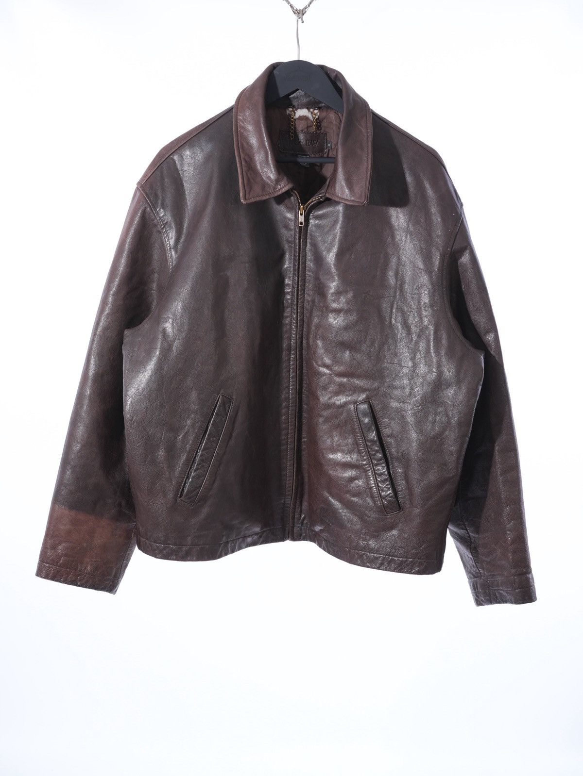 J.Crew J. Crew Vintage Dark Brown Leather Full Zip Mens Jacket Size US XL / EU 56 / 4 - 1 Thumbnail