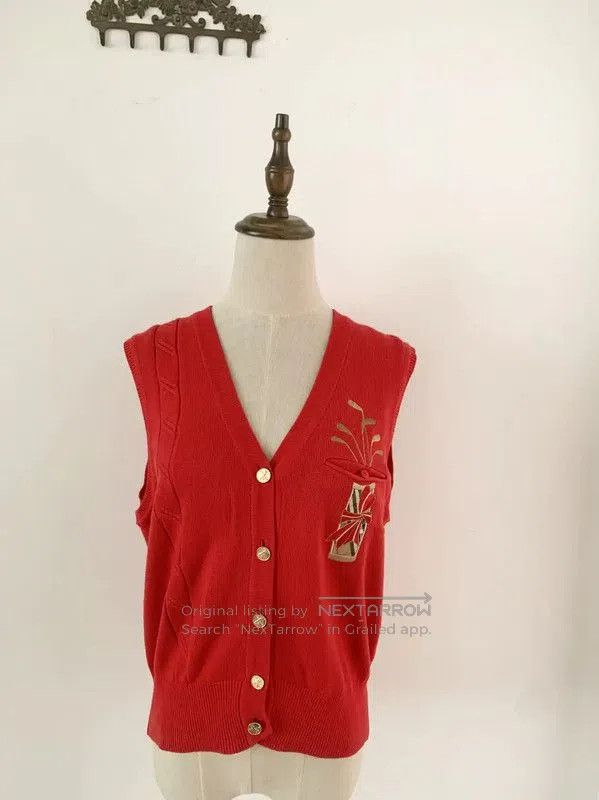 Burberry Burberry Red Cotton Women's Vest Cardigan. Size M / US 6-8 / IT 42-44 - 1 Thumbnail